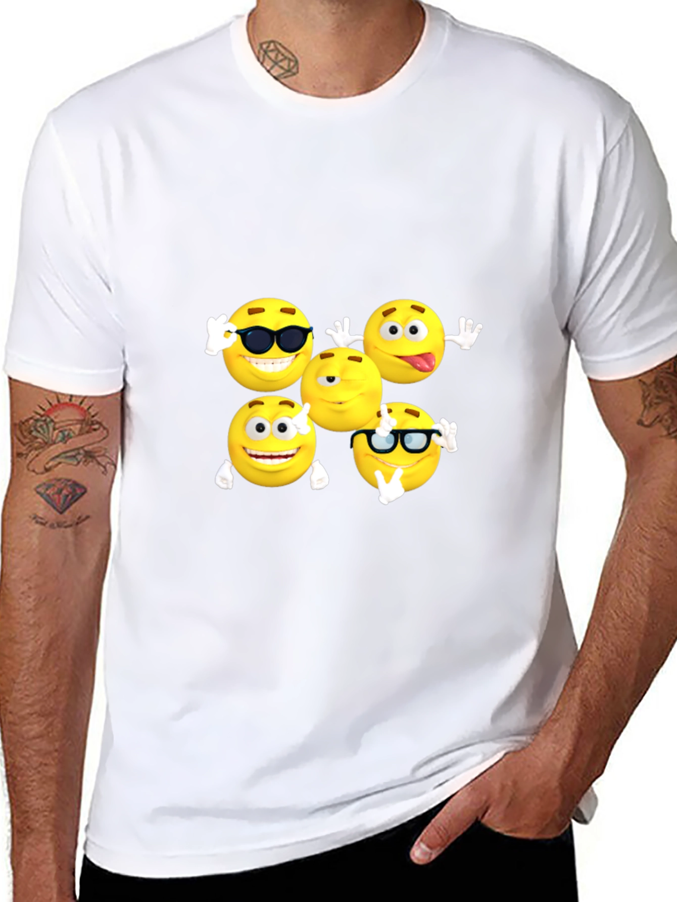 Emoji Faces Black T-Shirt