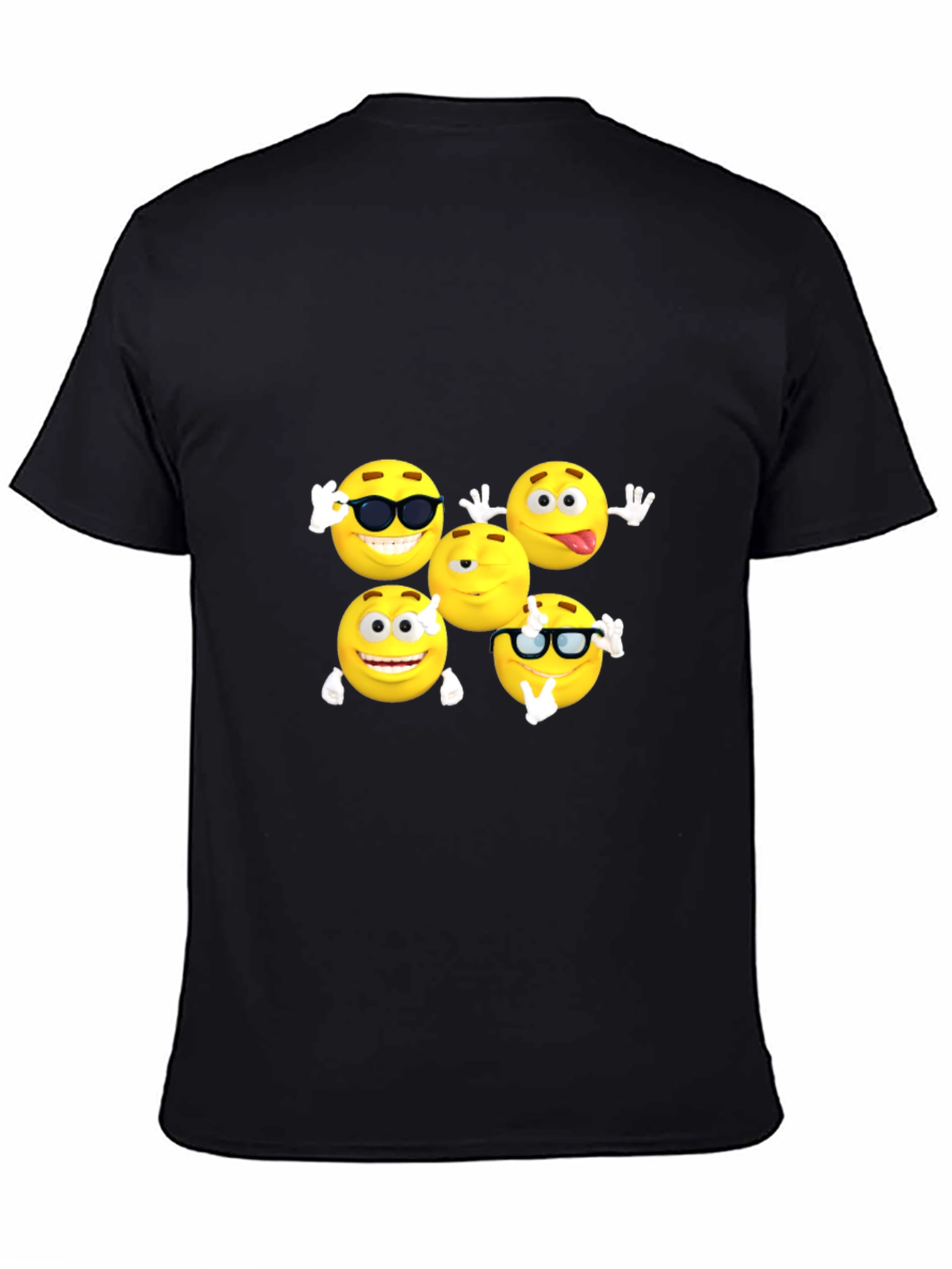 Emoji Faces Black T-Shirt