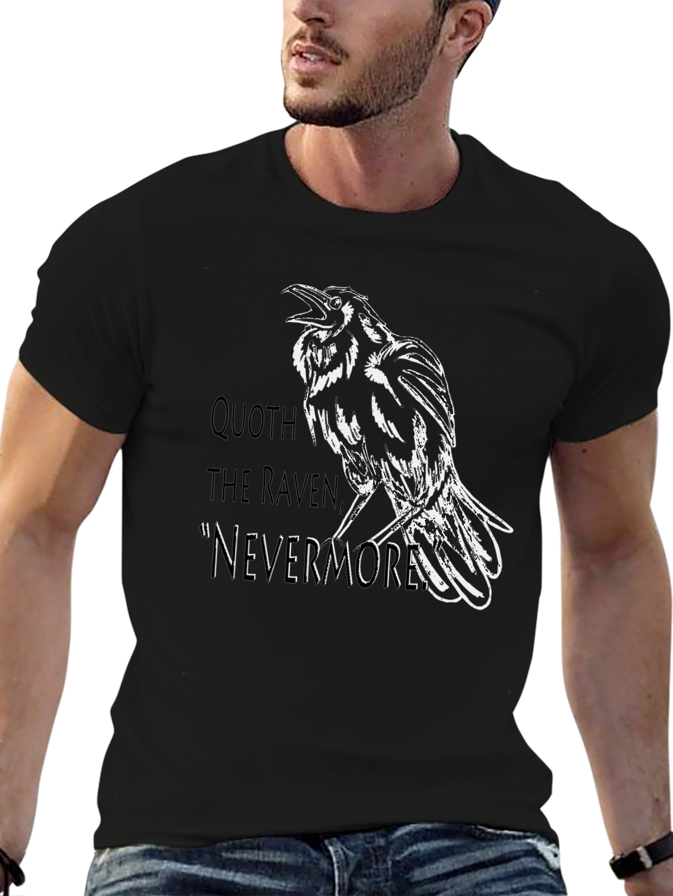 Raven Nevermore Graphic T-Shirt - Black