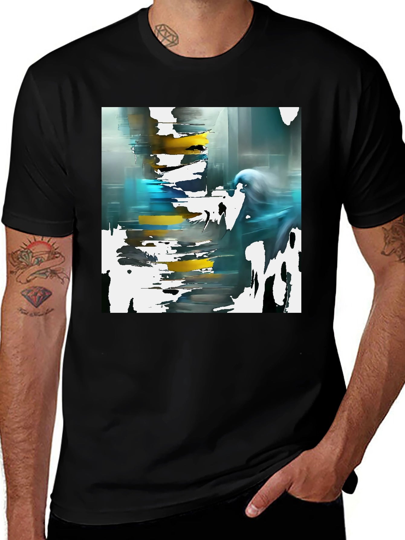Abstract Art Black T-Shirt - Modern Style