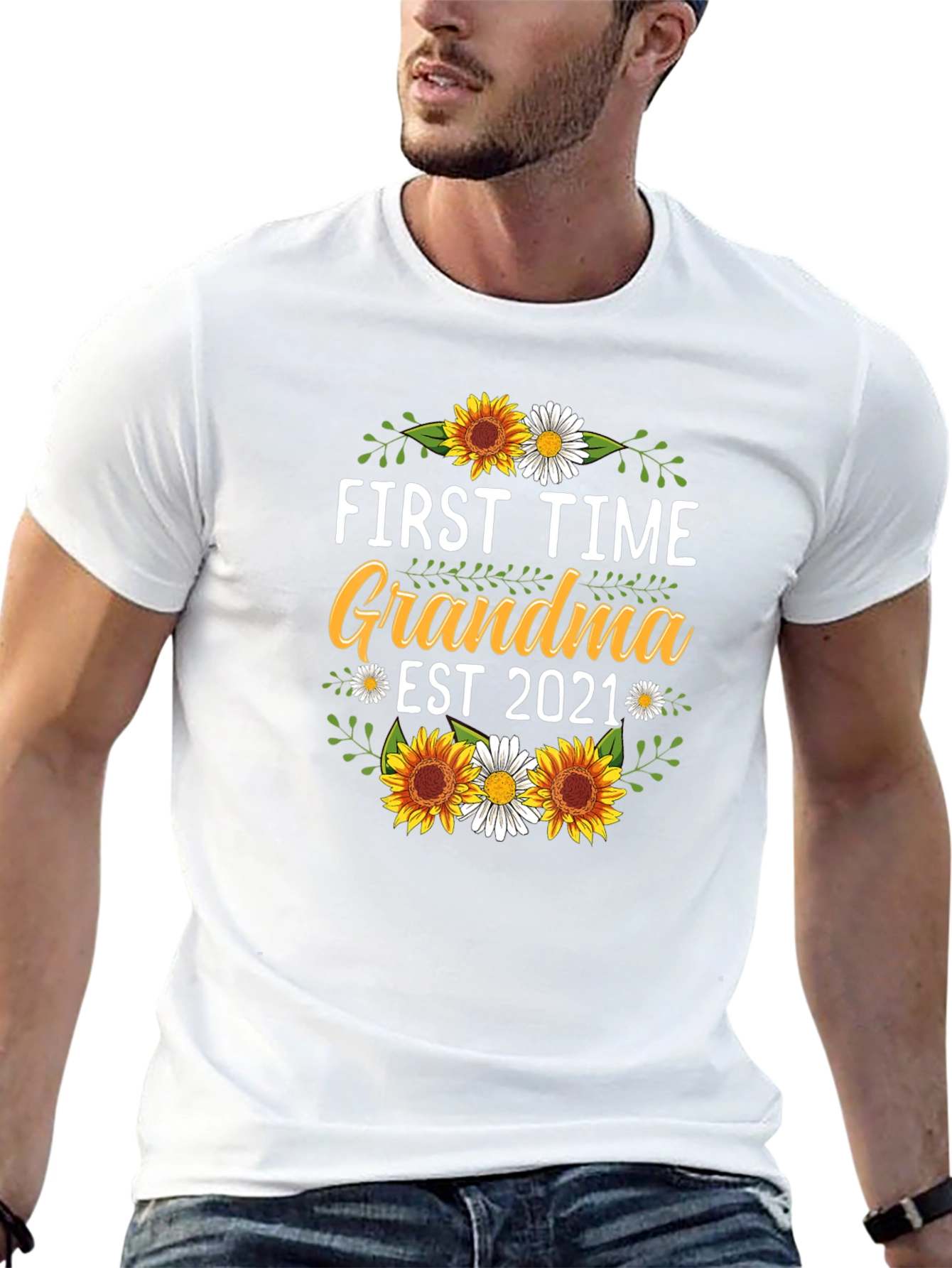 First Time Grandma Est 2021 Floral T-Shirt