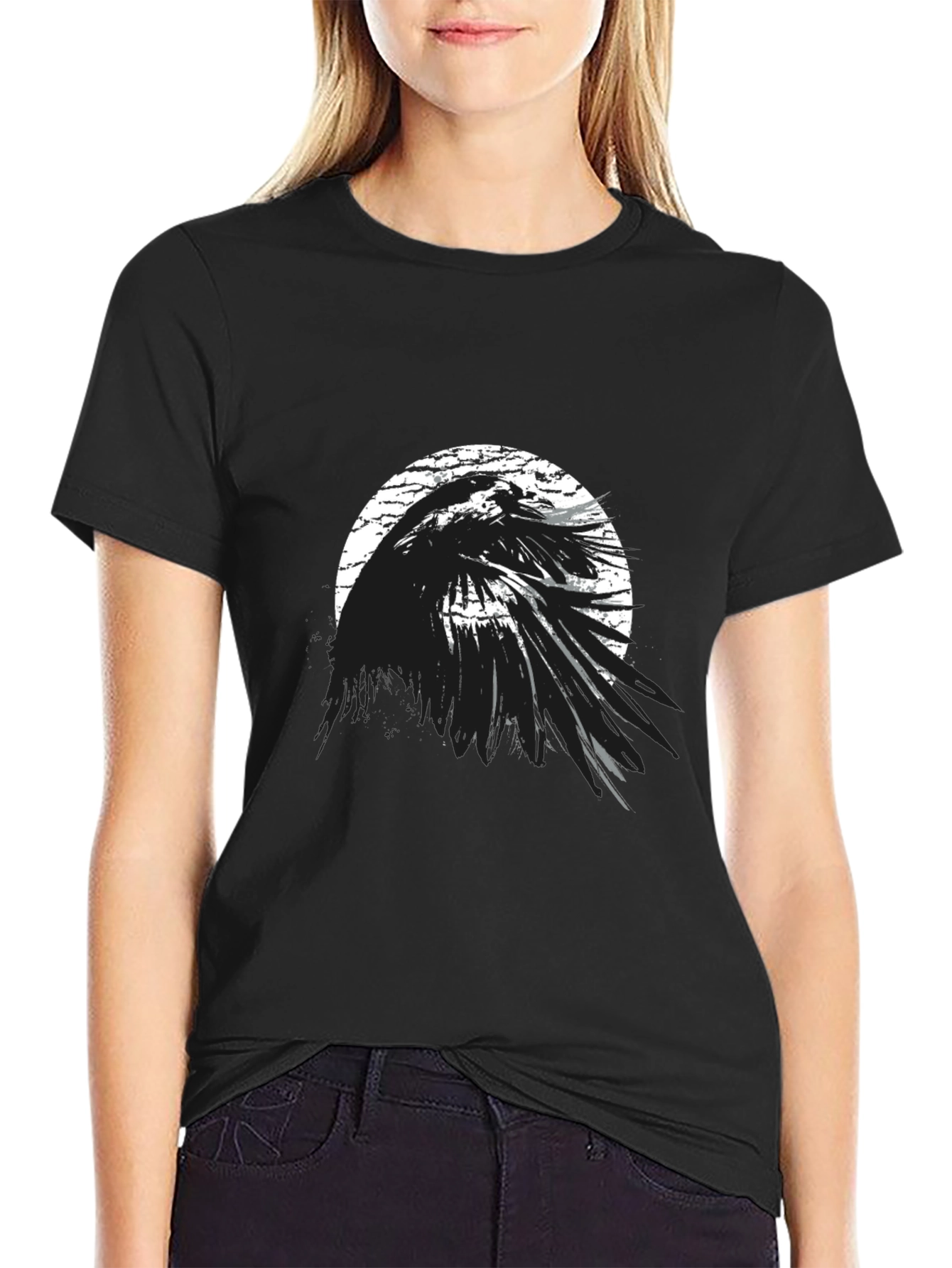 Raven Moon Black T-Shirt - Unique Graphic Tee