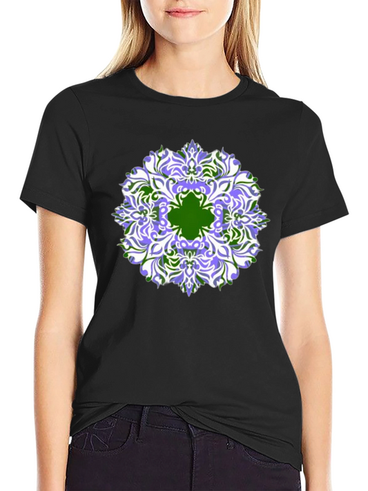 Abstract Mandala Graphic Print Black T-Shirt