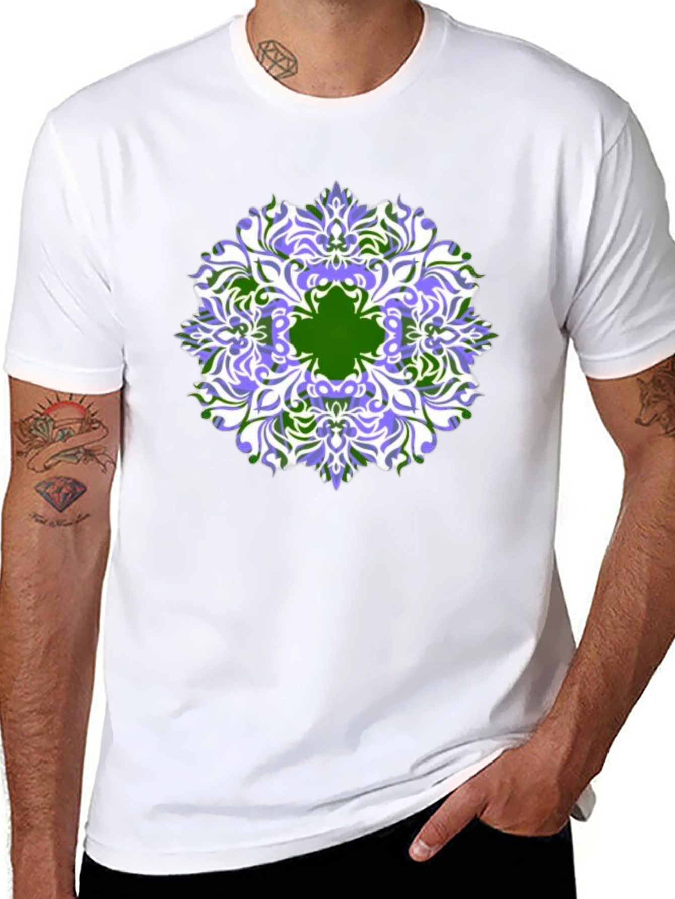Abstract Mandala Graphic Print Black T-Shirt