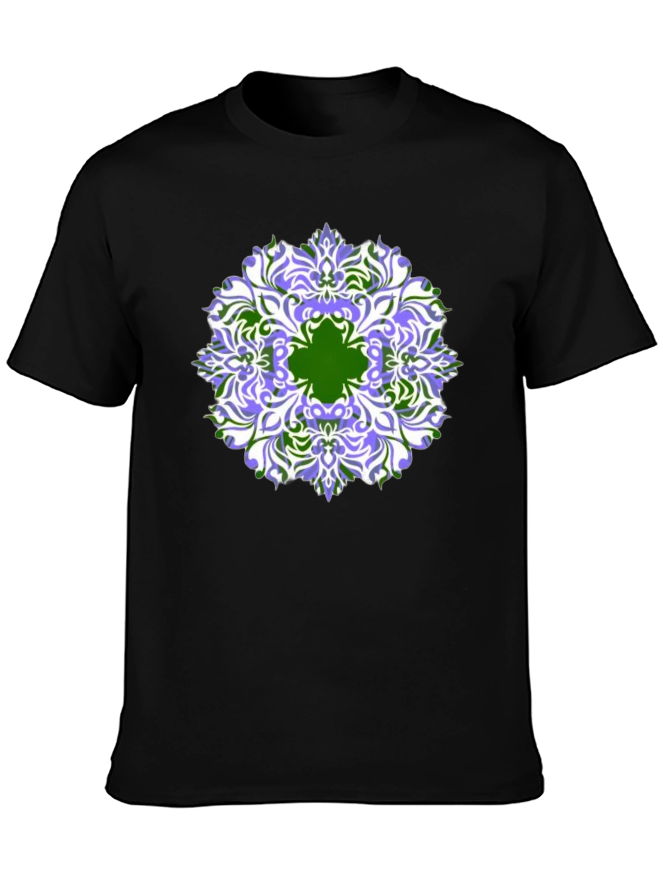 Abstract Mandala Graphic Print Black T-Shirt