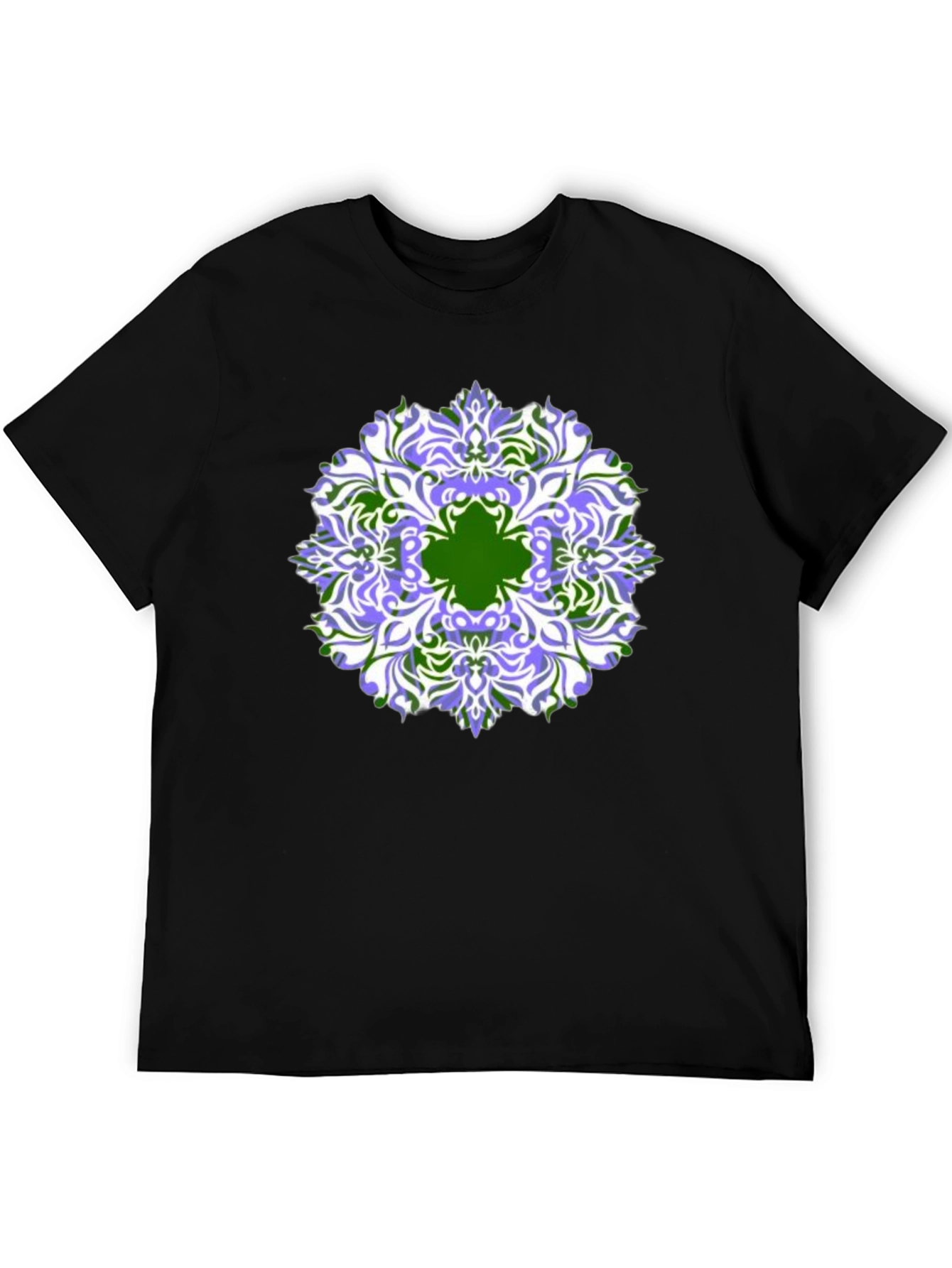 Abstract Mandala Graphic Print Black T-Shirt