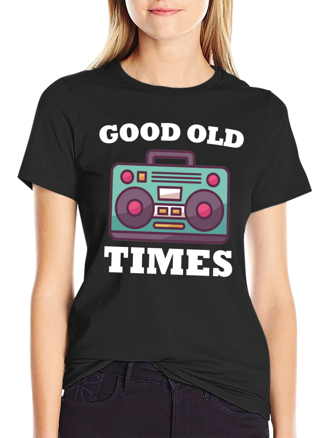 Good Old Times Retro Boombox Graphic T-Shirt