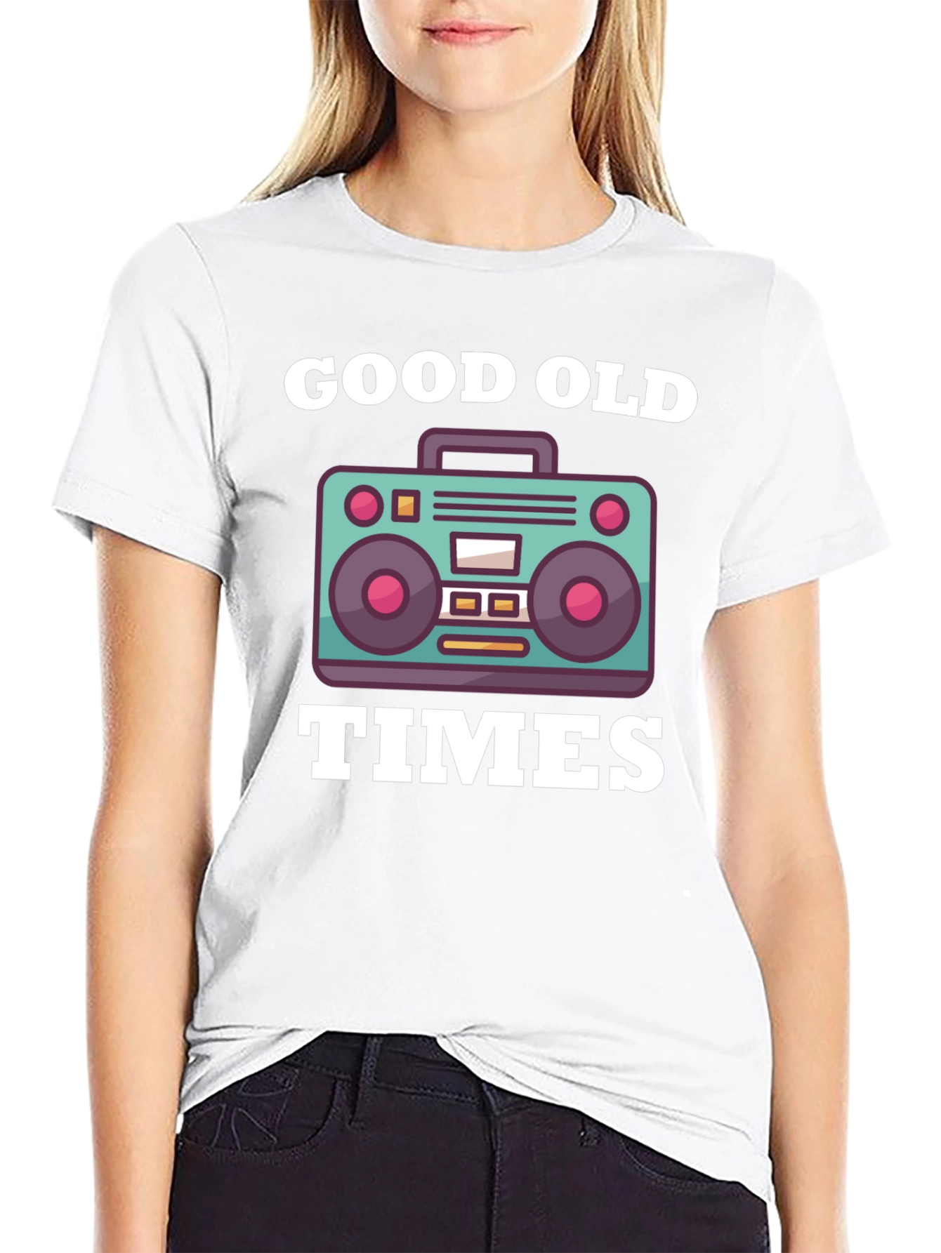 Good Old Times Retro Boombox Graphic T-Shirt