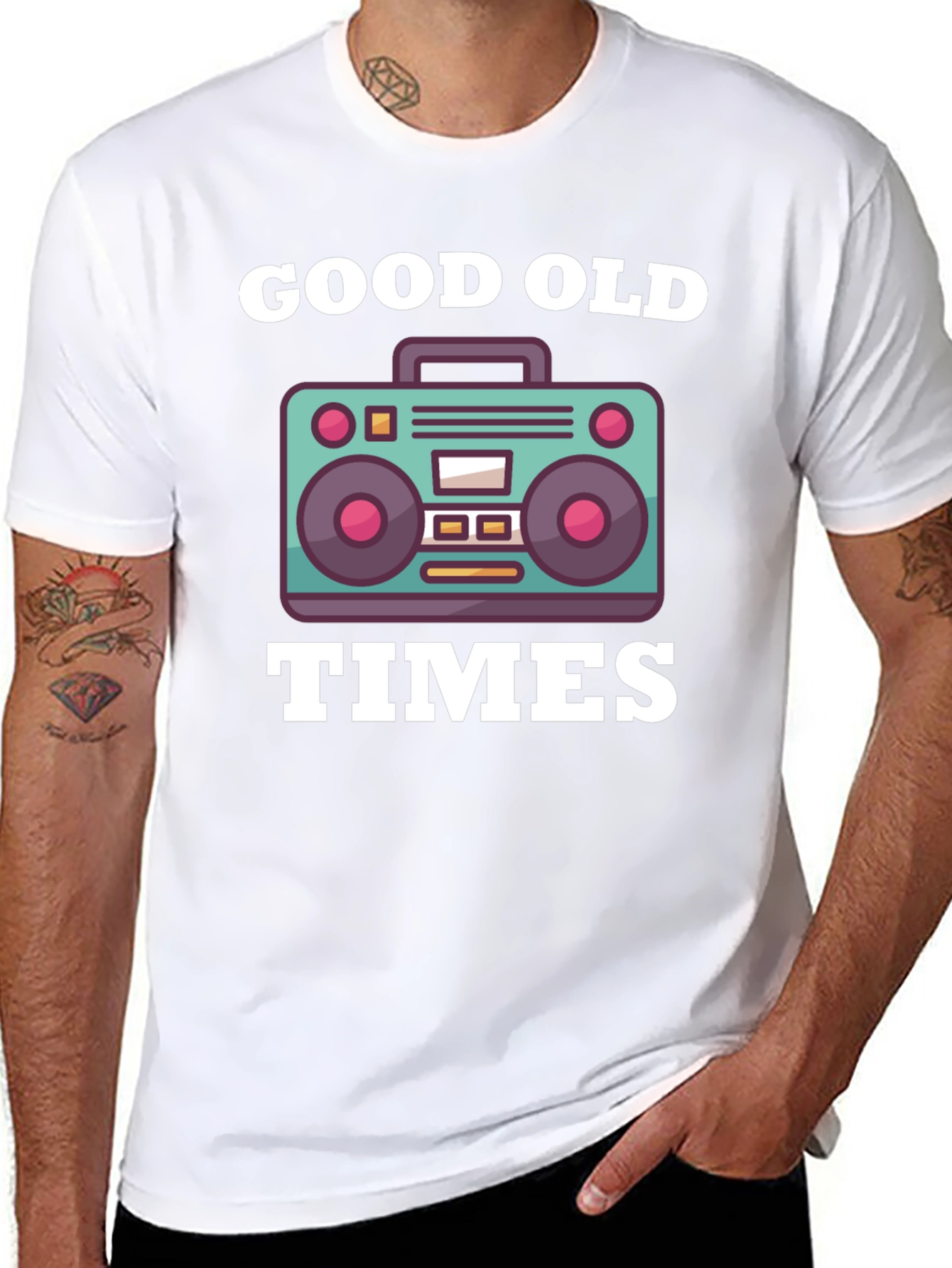 Good Old Times Retro Boombox Graphic T-Shirt