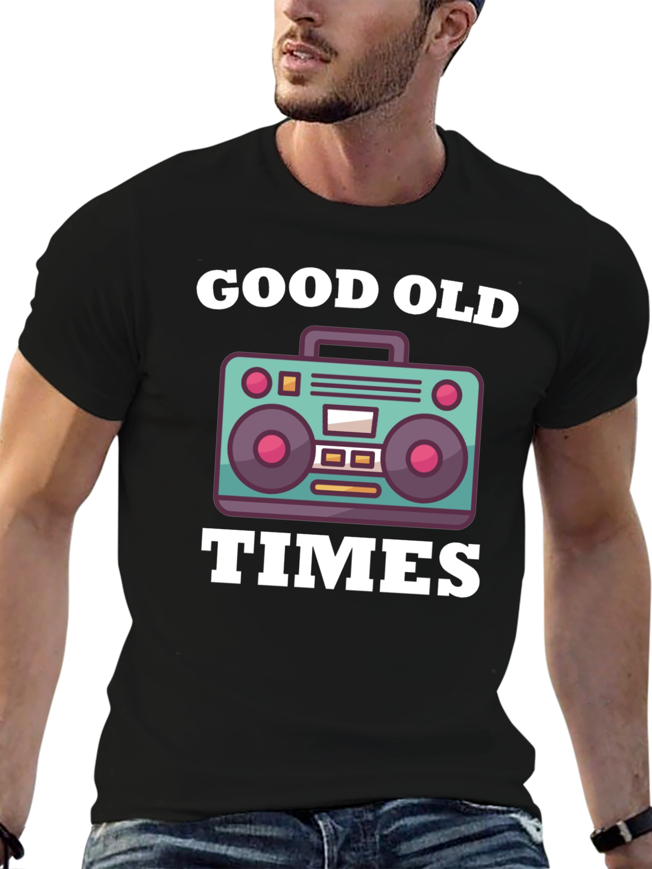 Good Old Times Retro Boombox Graphic T-Shirt