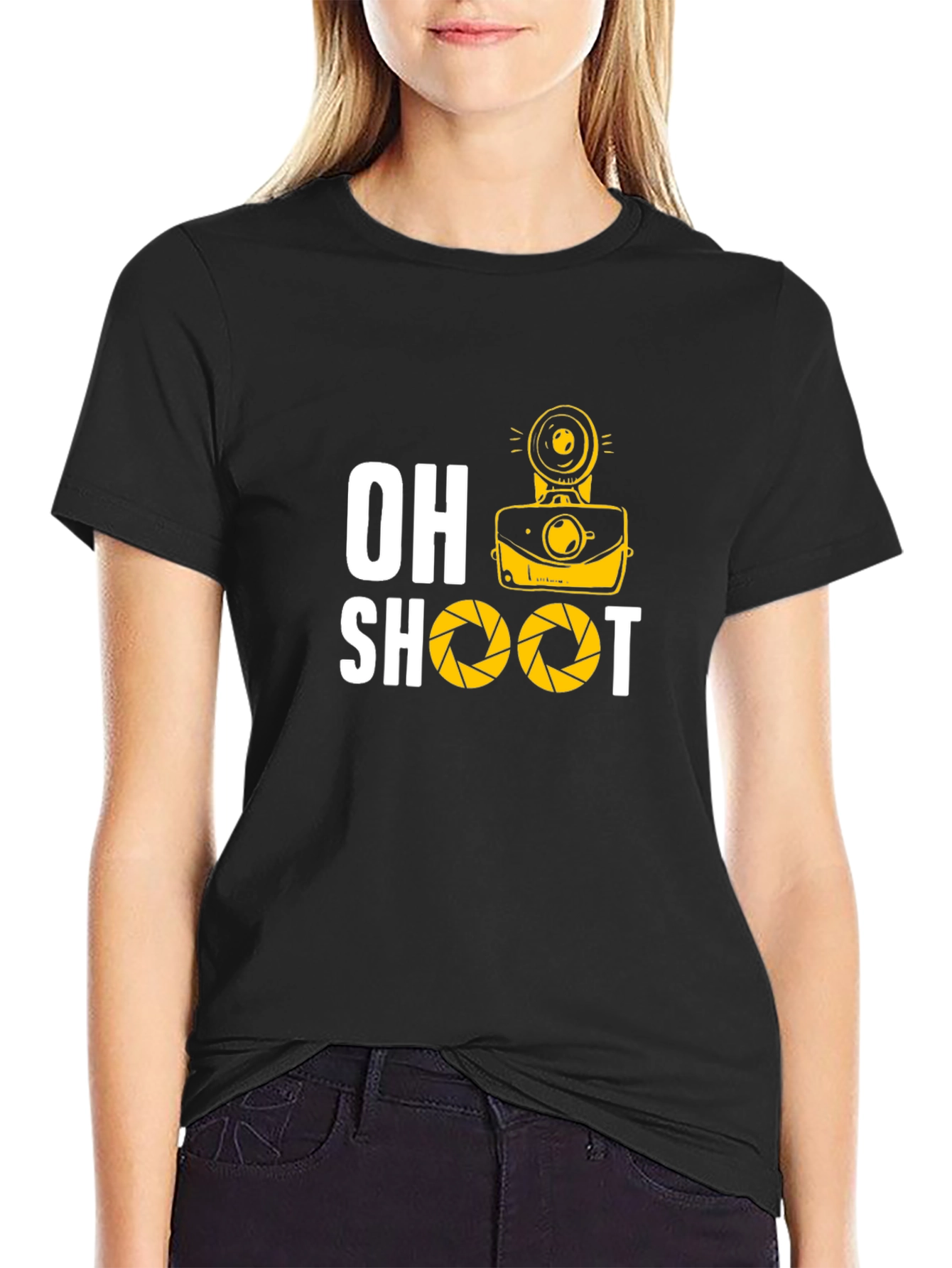 Oh Shoot Camera Graphic Black T-Shirt
