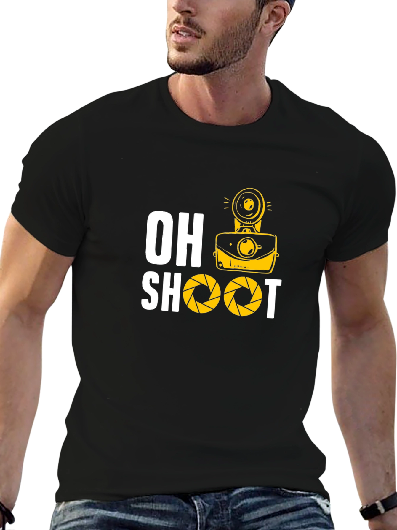 Oh Shoot Camera Graphic Black T-Shirt