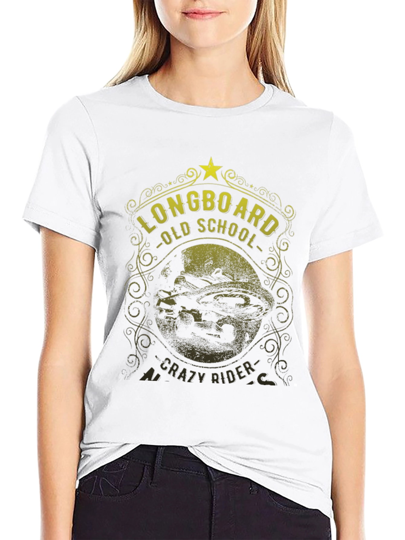 Longboard Old School Crazy Rider Graphic Tee