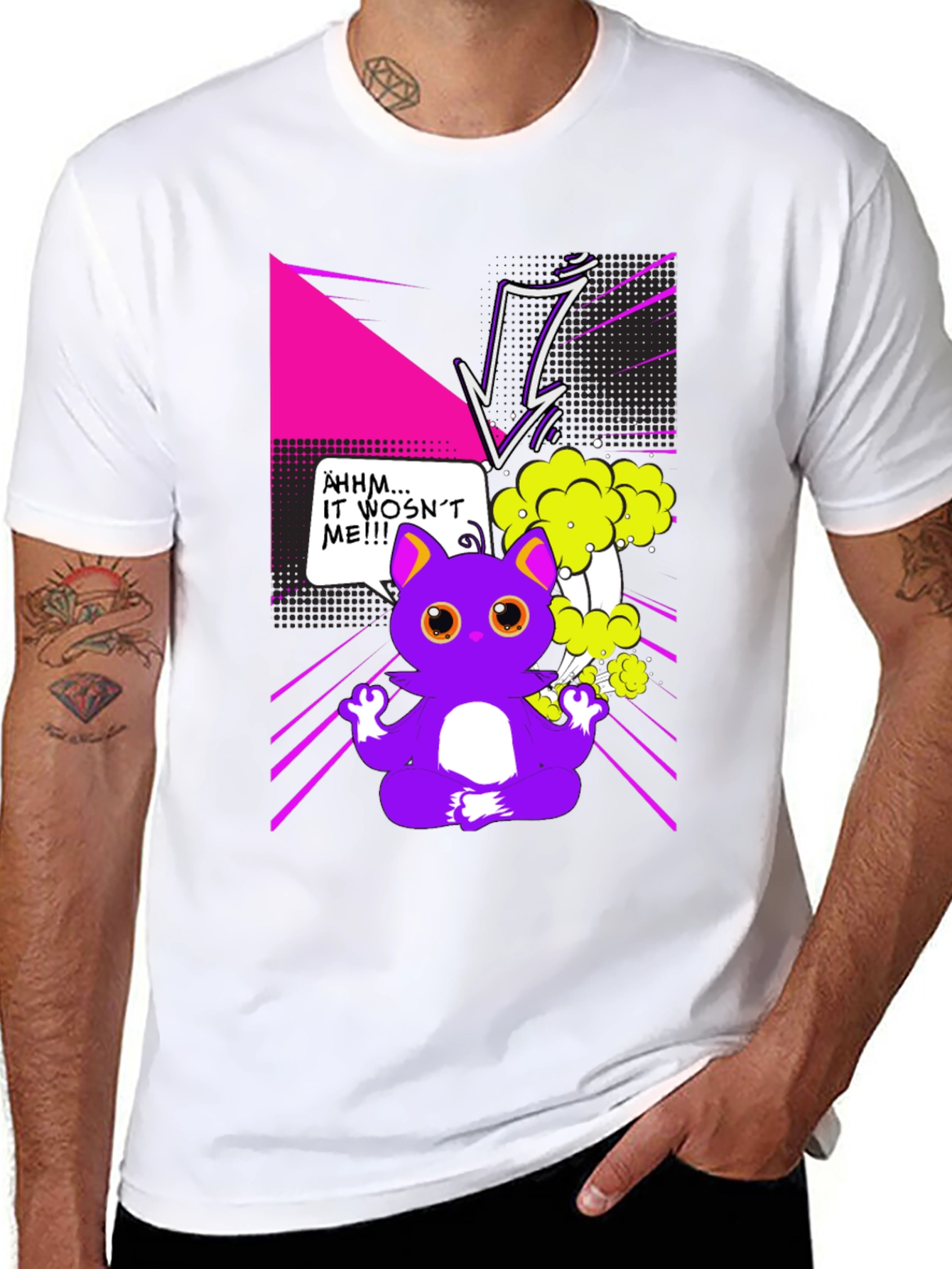 Funny Cartoon Cat Graphic T-Shirt
