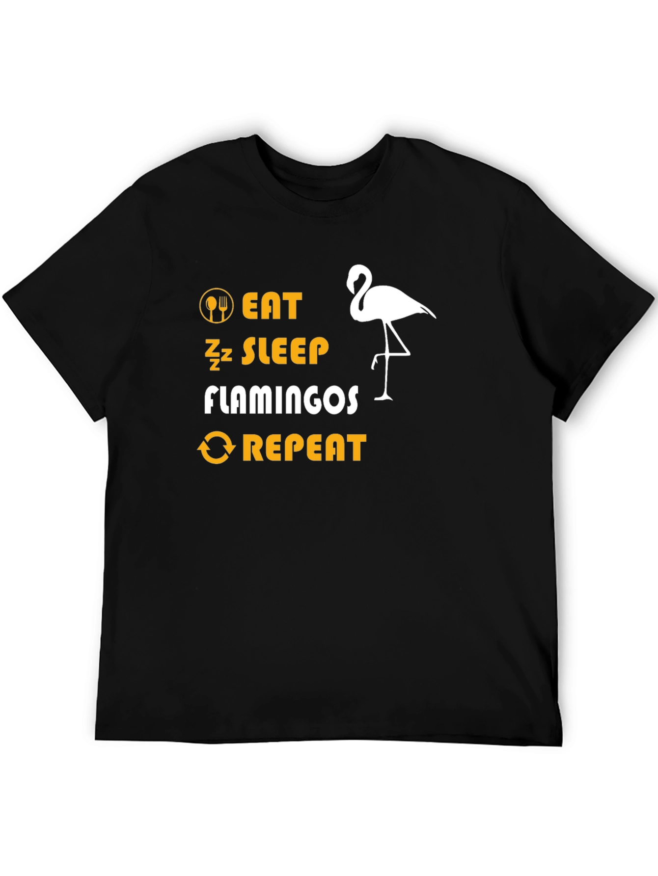 Eat Sleep Flamingos Repeat Black T-Shirt