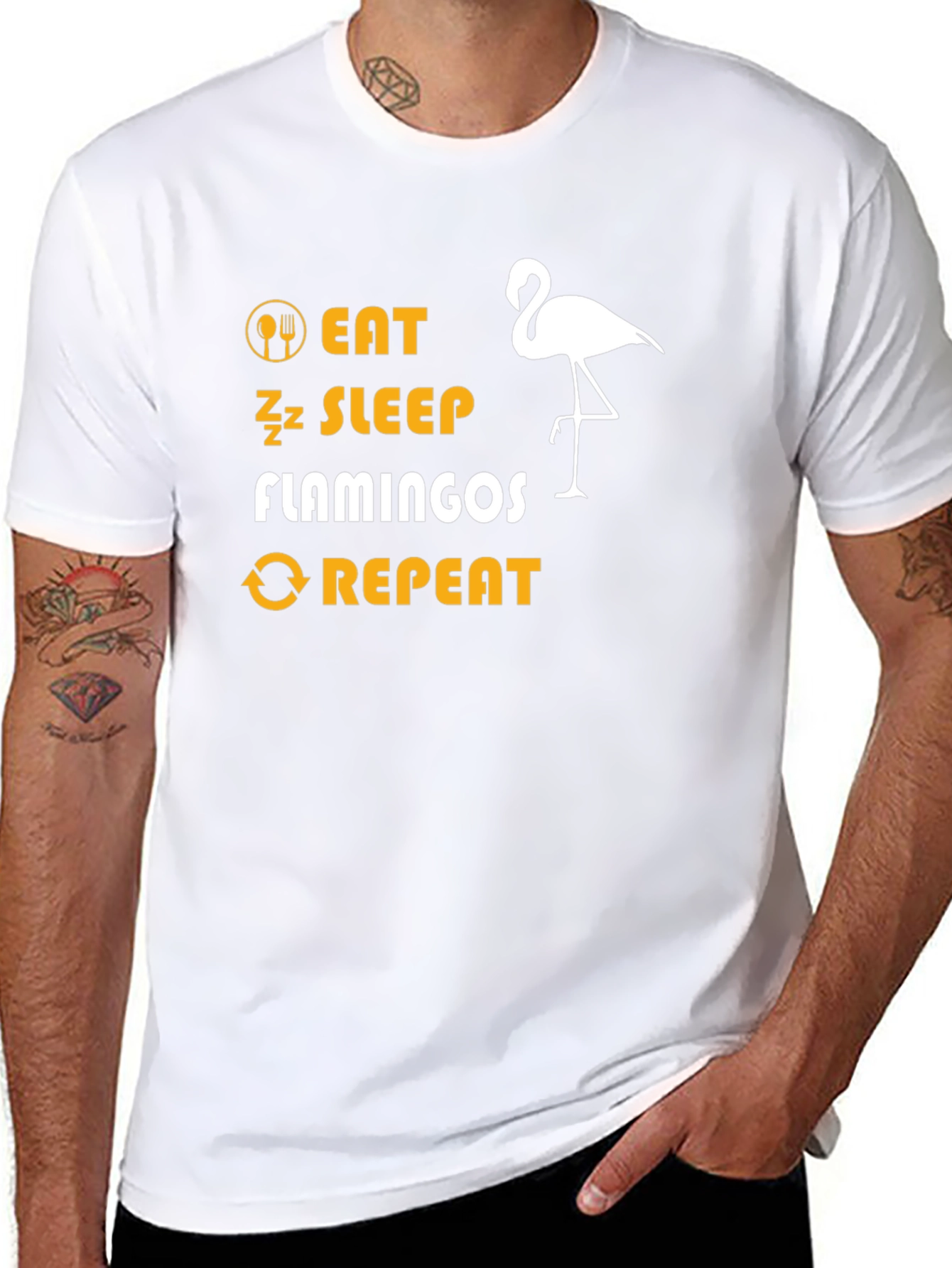 Eat Sleep Flamingos Repeat Black T-Shirt