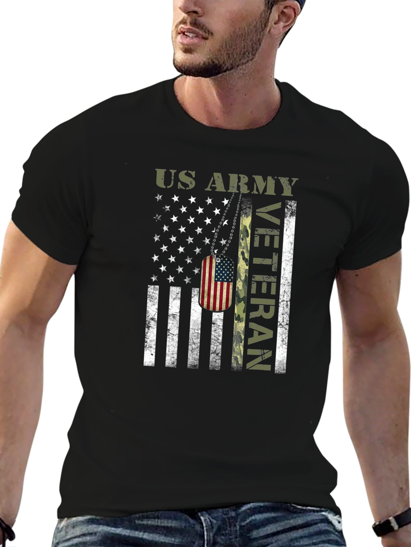 US Army Veteran American Flag T-Shirt