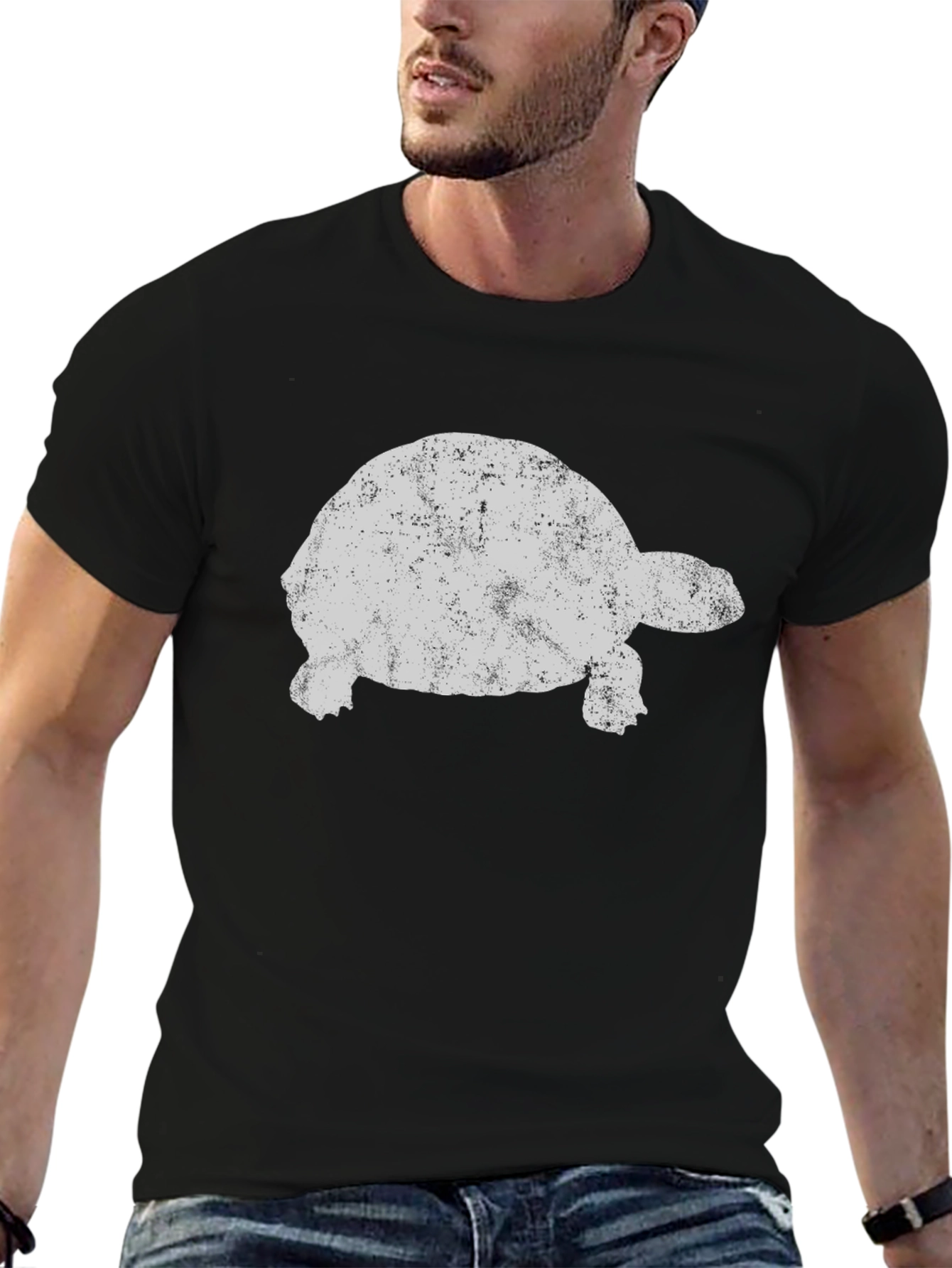 Cool Tortoise Graphic Tee - Black Cotton T-Shirt