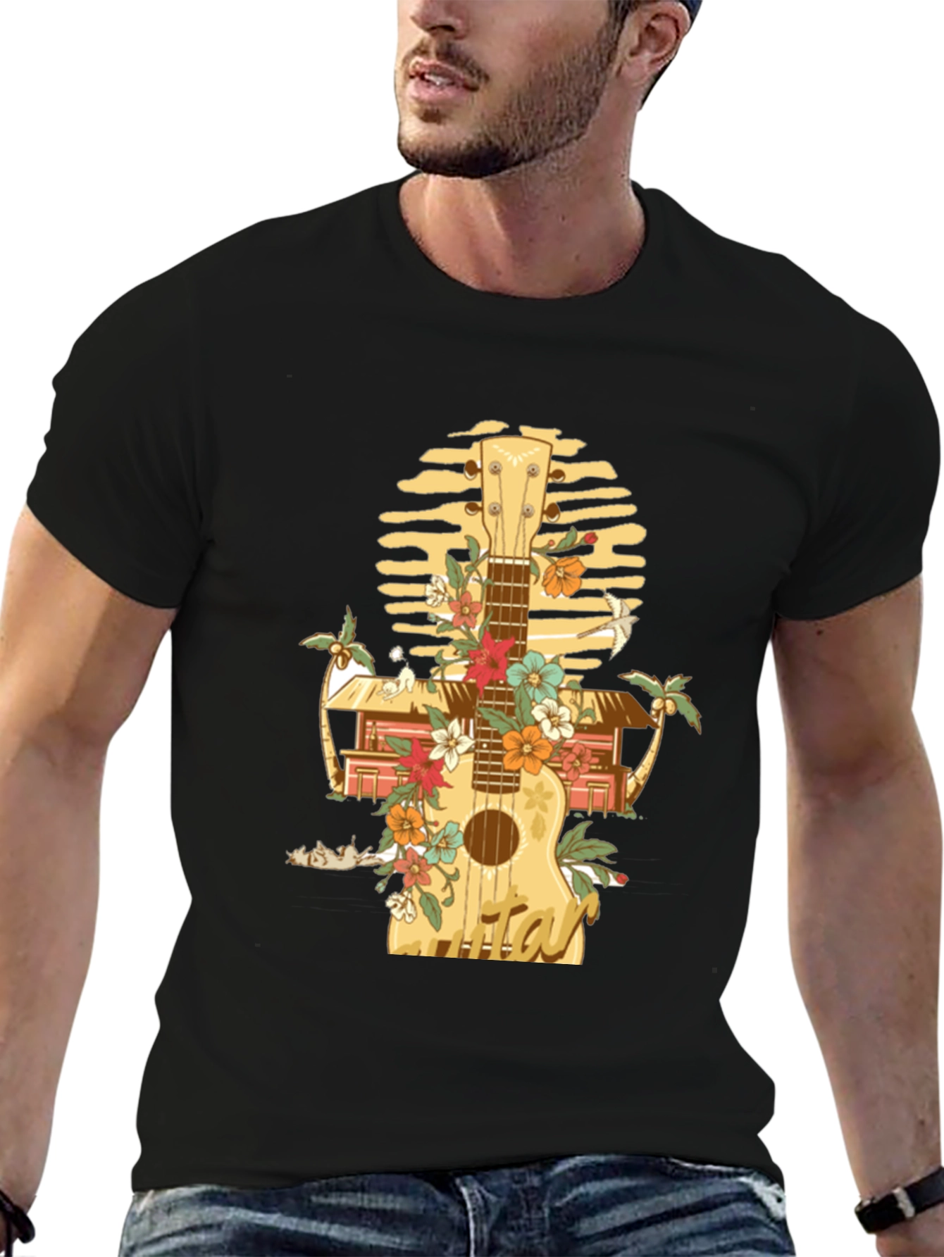 Tropical Ukulele Graphic T-Shirt