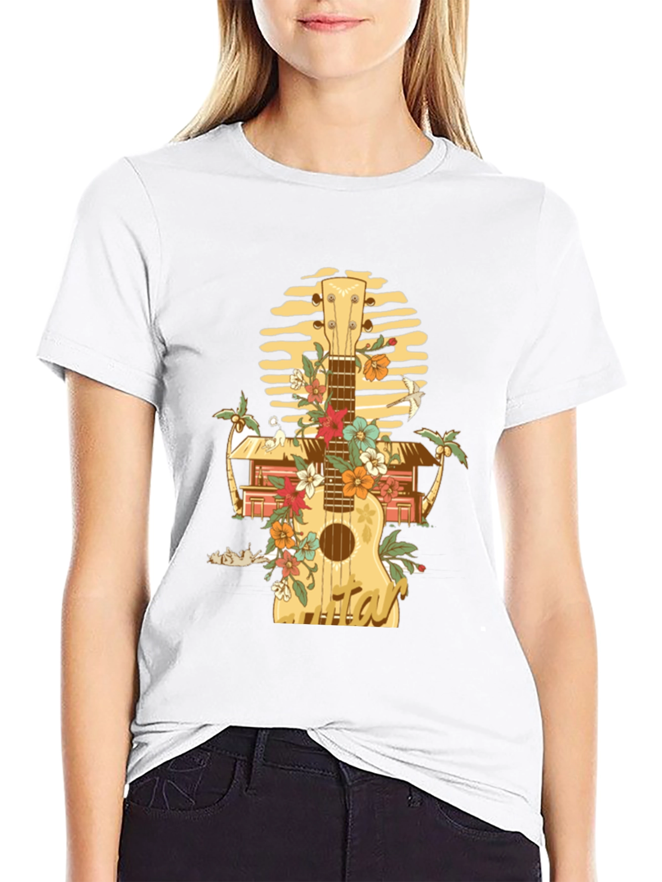 Tropical Ukulele Graphic T-Shirt