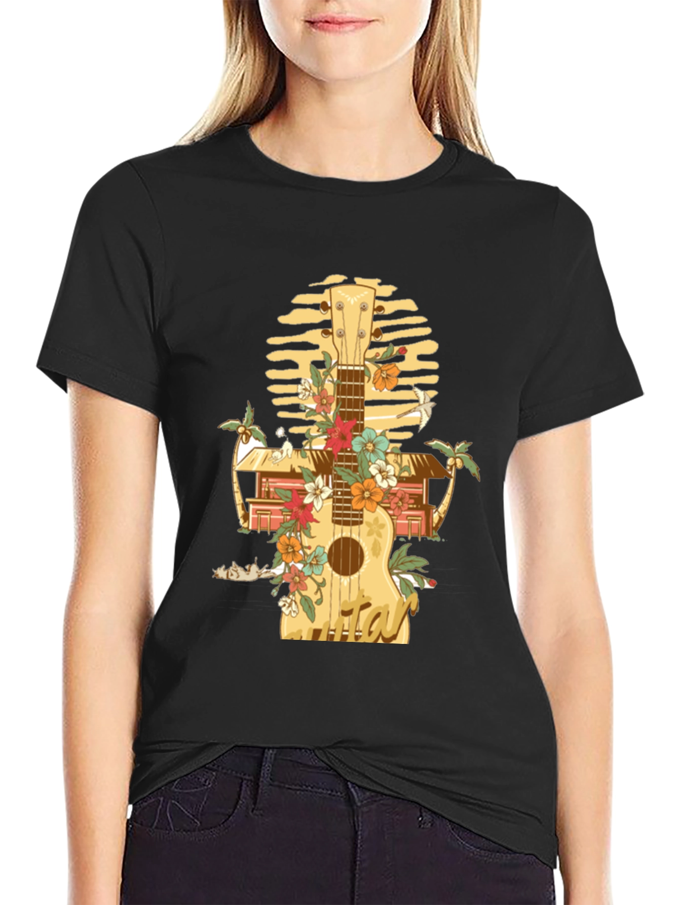 Tropical Ukulele Graphic T-Shirt