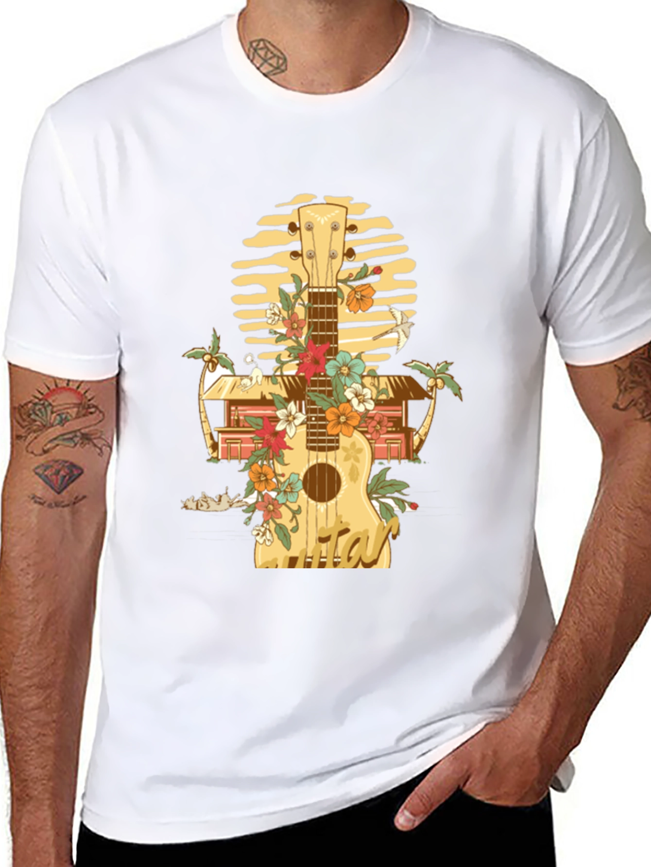 Tropical Ukulele Graphic T-Shirt