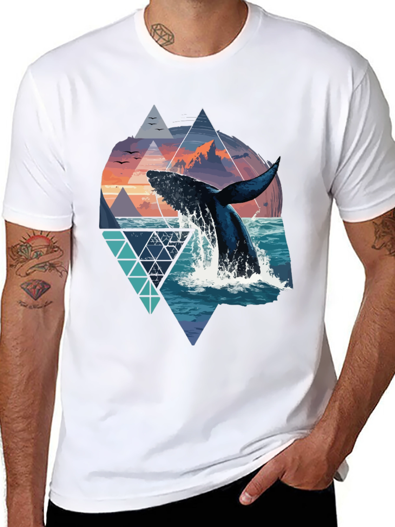 Whale Geometric Graphic Tee