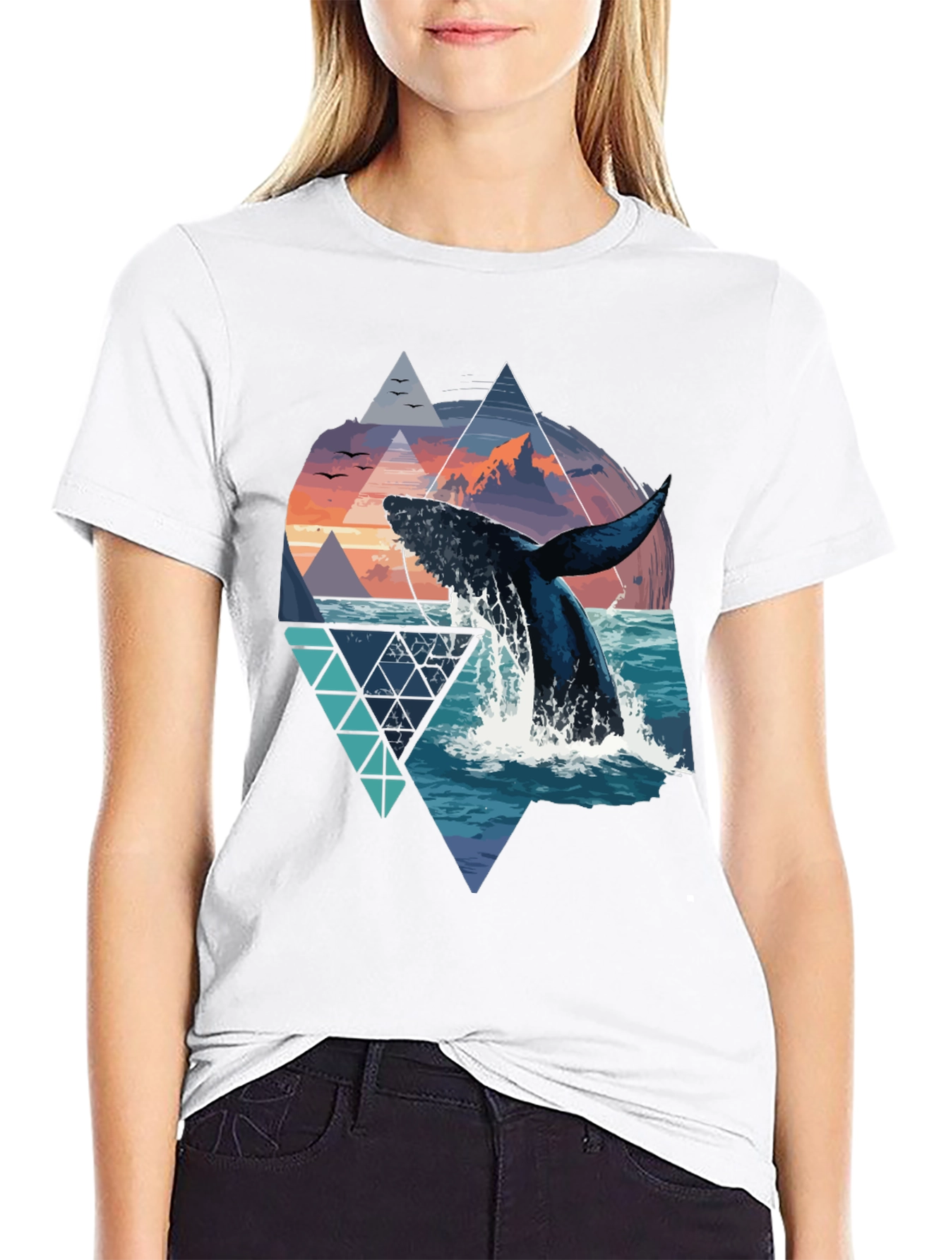 Whale Geometric Graphic Tee
