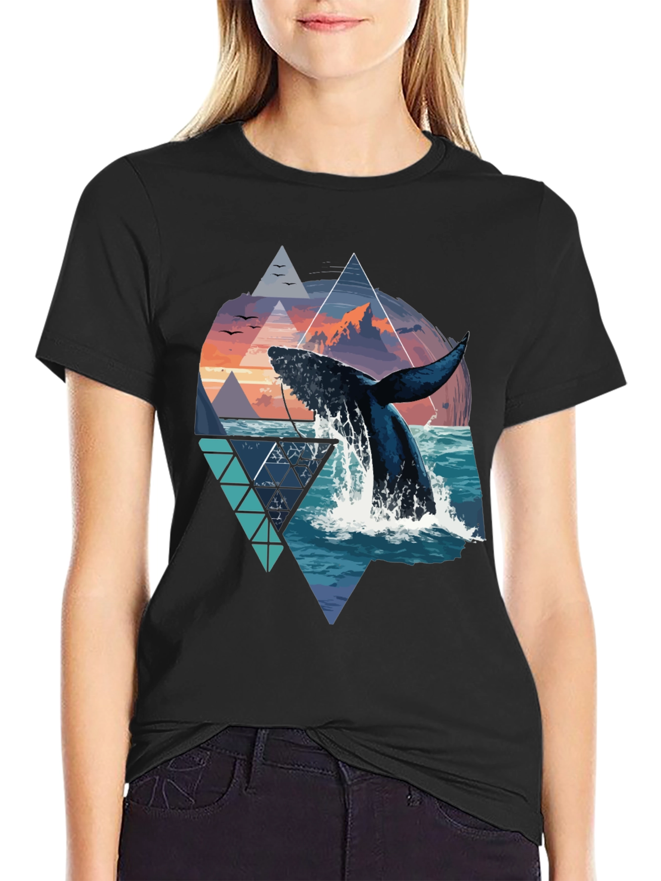 Whale Geometric Graphic Tee