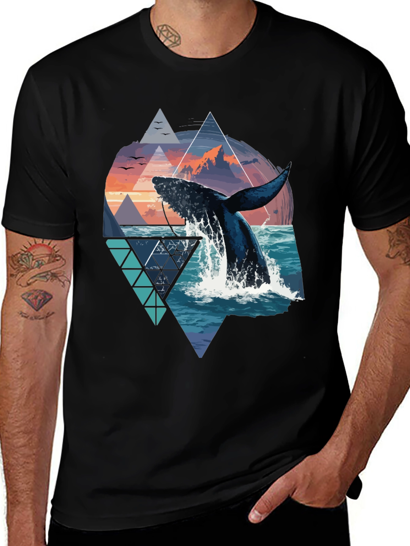 Whale Geometric Graphic Tee