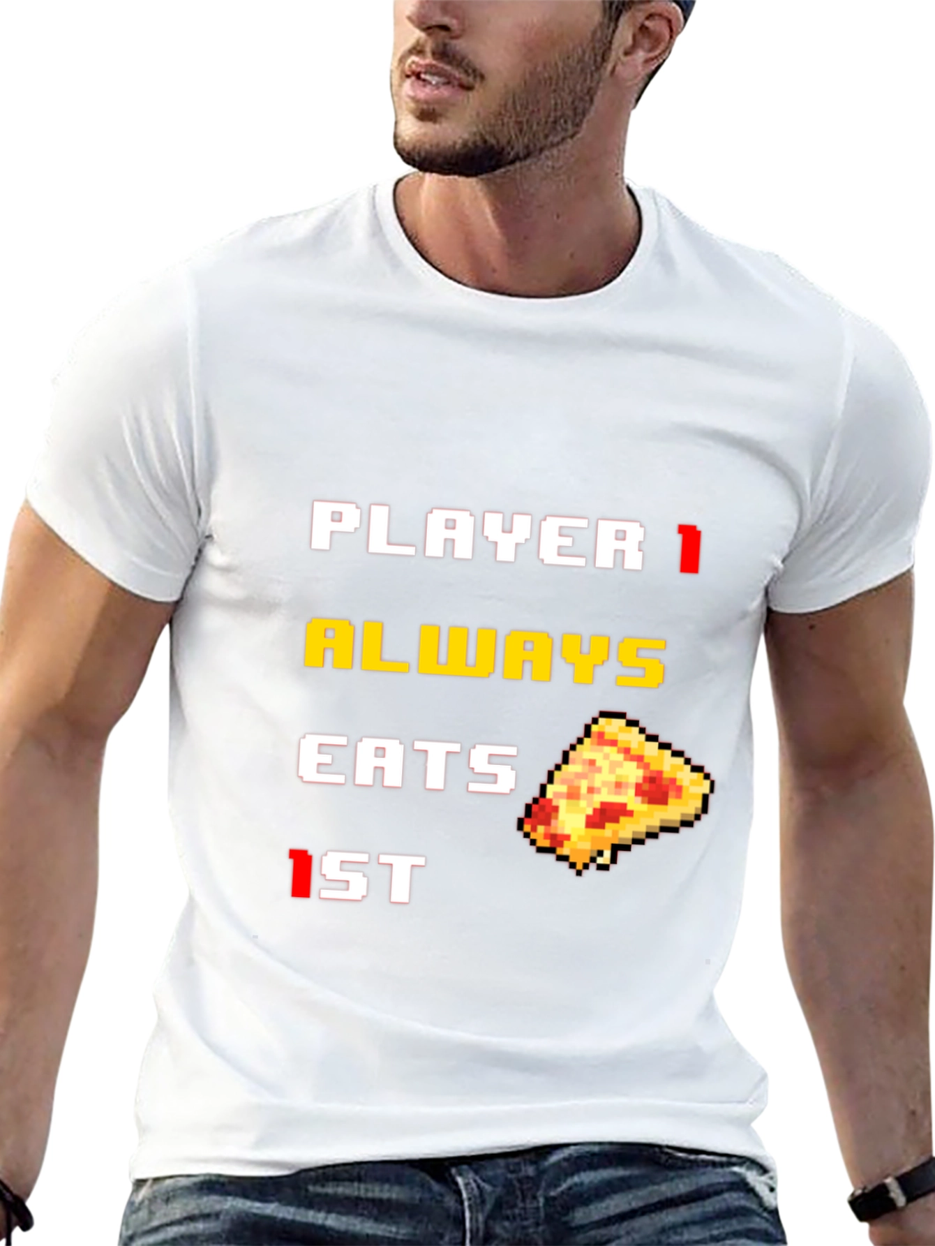 Player 1 Pizza T-Shirt - Gamer Foodie Tee