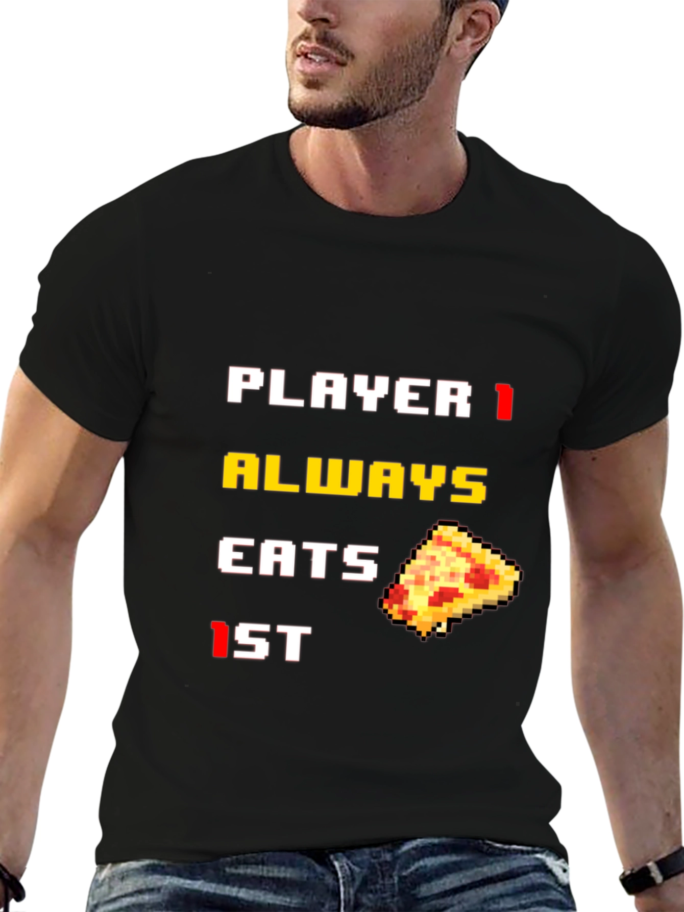 Player 1 Pizza T-Shirt - Gamer Foodie Tee