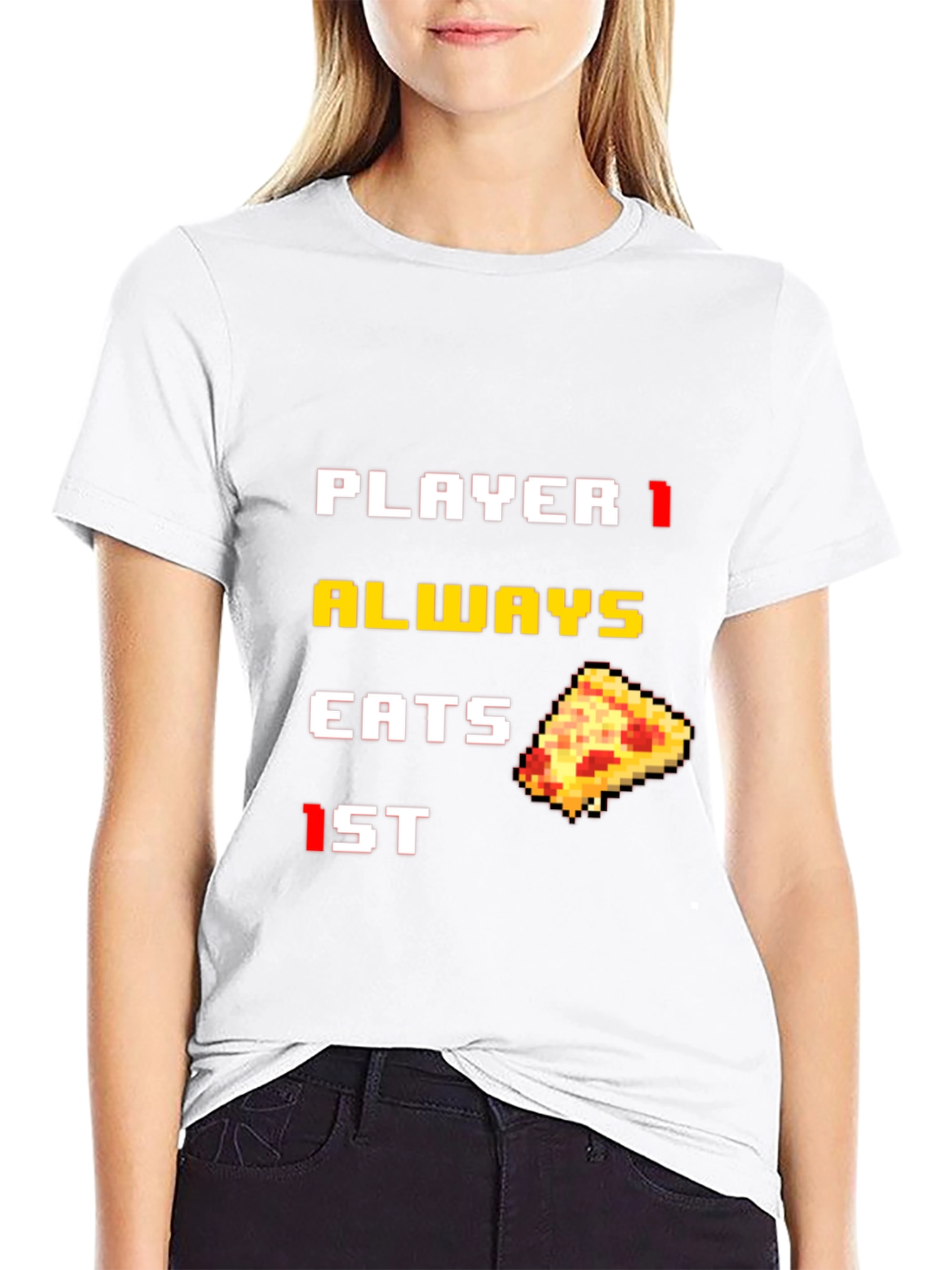 Player 1 Pizza T-Shirt - Gamer Foodie Tee