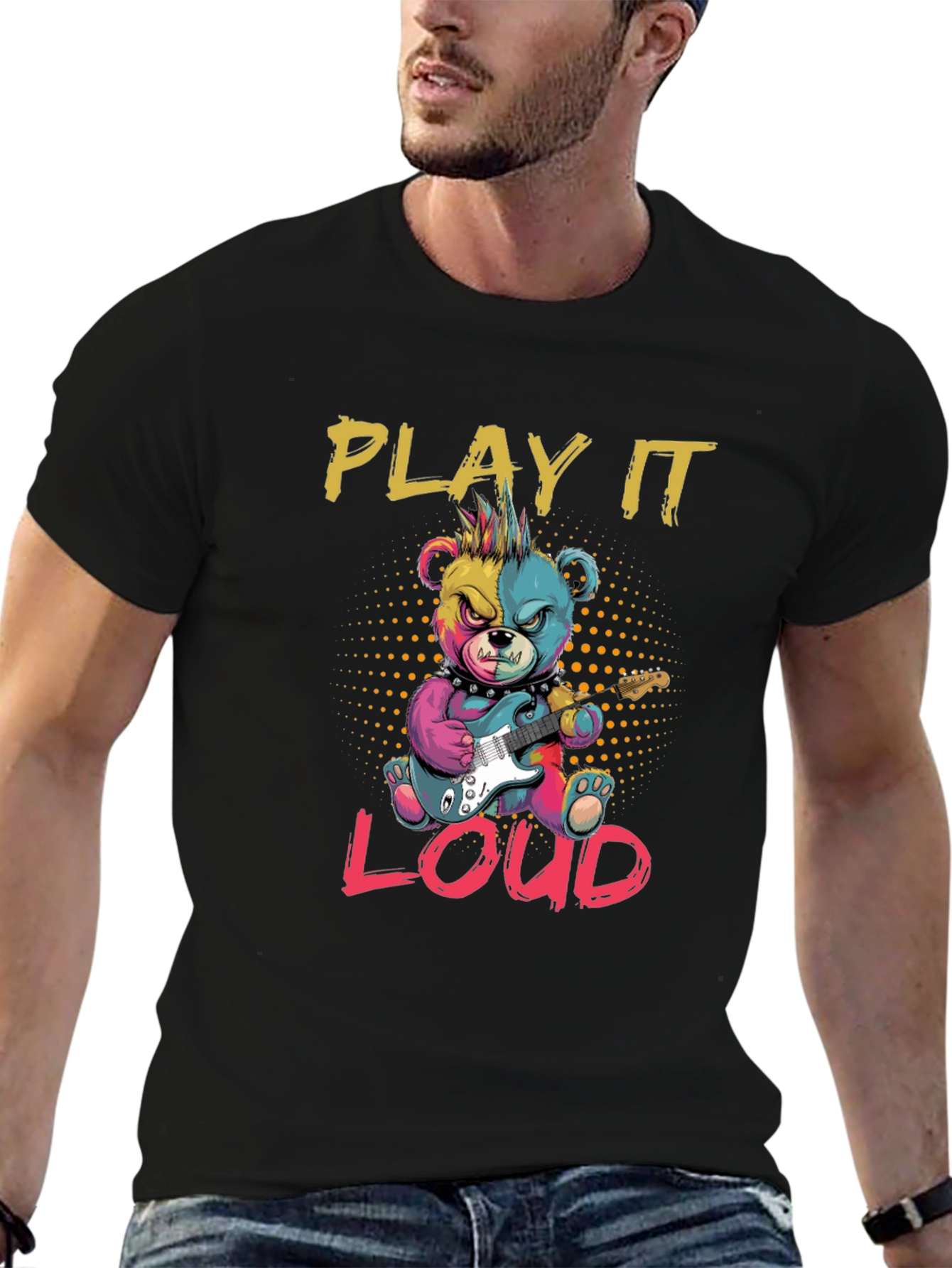 Play It Loud Bear Graphic T-Shirt