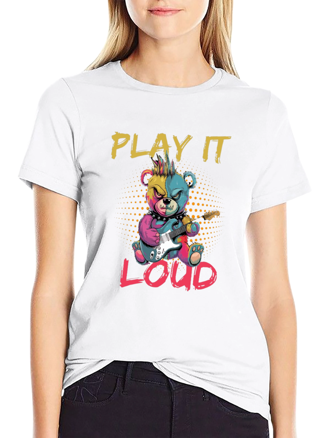 Play It Loud Bear Graphic T-Shirt