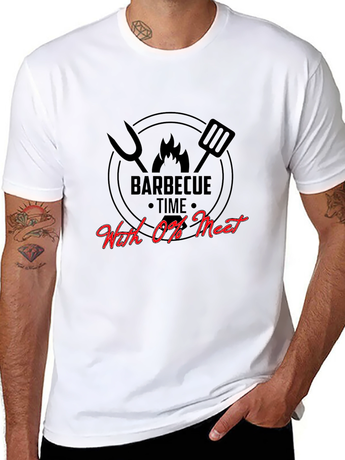Funny Barbecue Time With 0% Meat Graphic T-Shirt