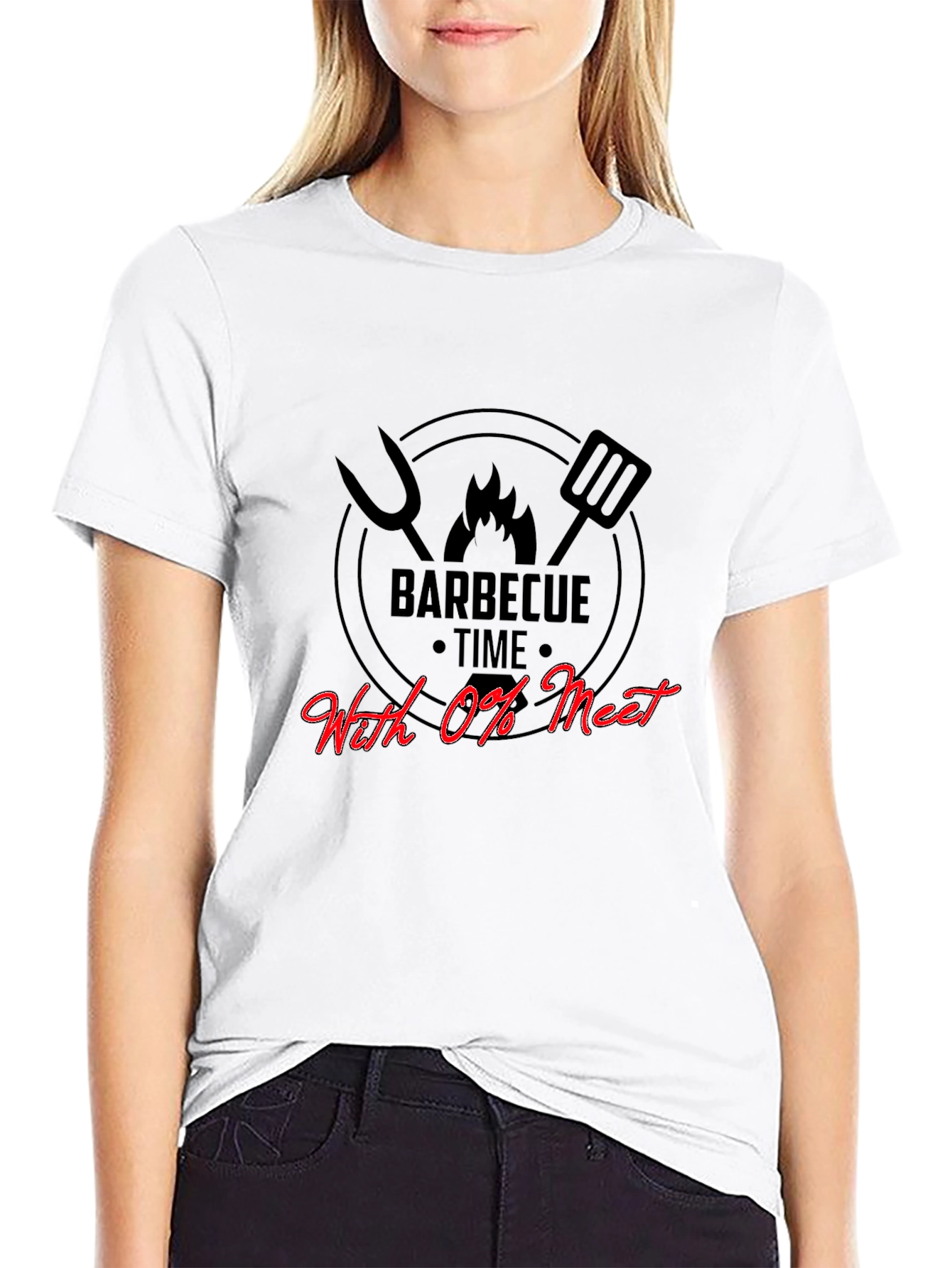 Funny Barbecue Time With 0% Meat Graphic T-Shirt