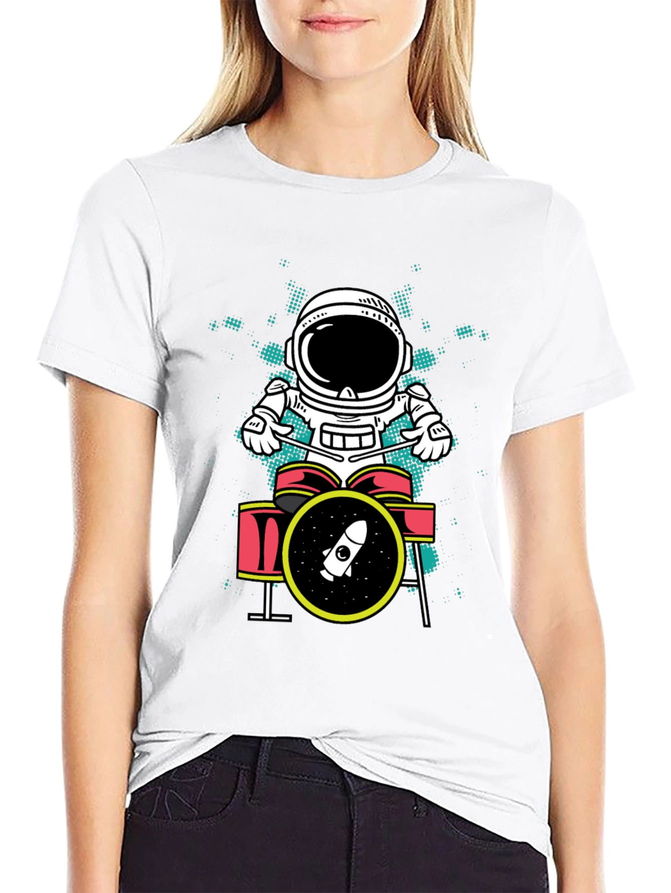 Astronaut Drummer Graphic T-Shirt
