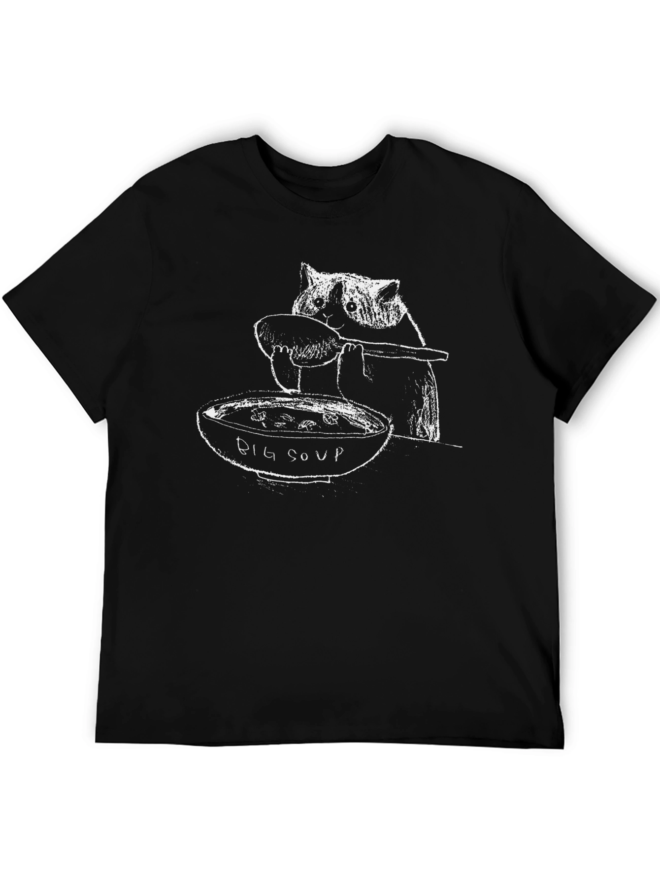 Big Soup Cat Graphic Tee - Black Cotton Blend
