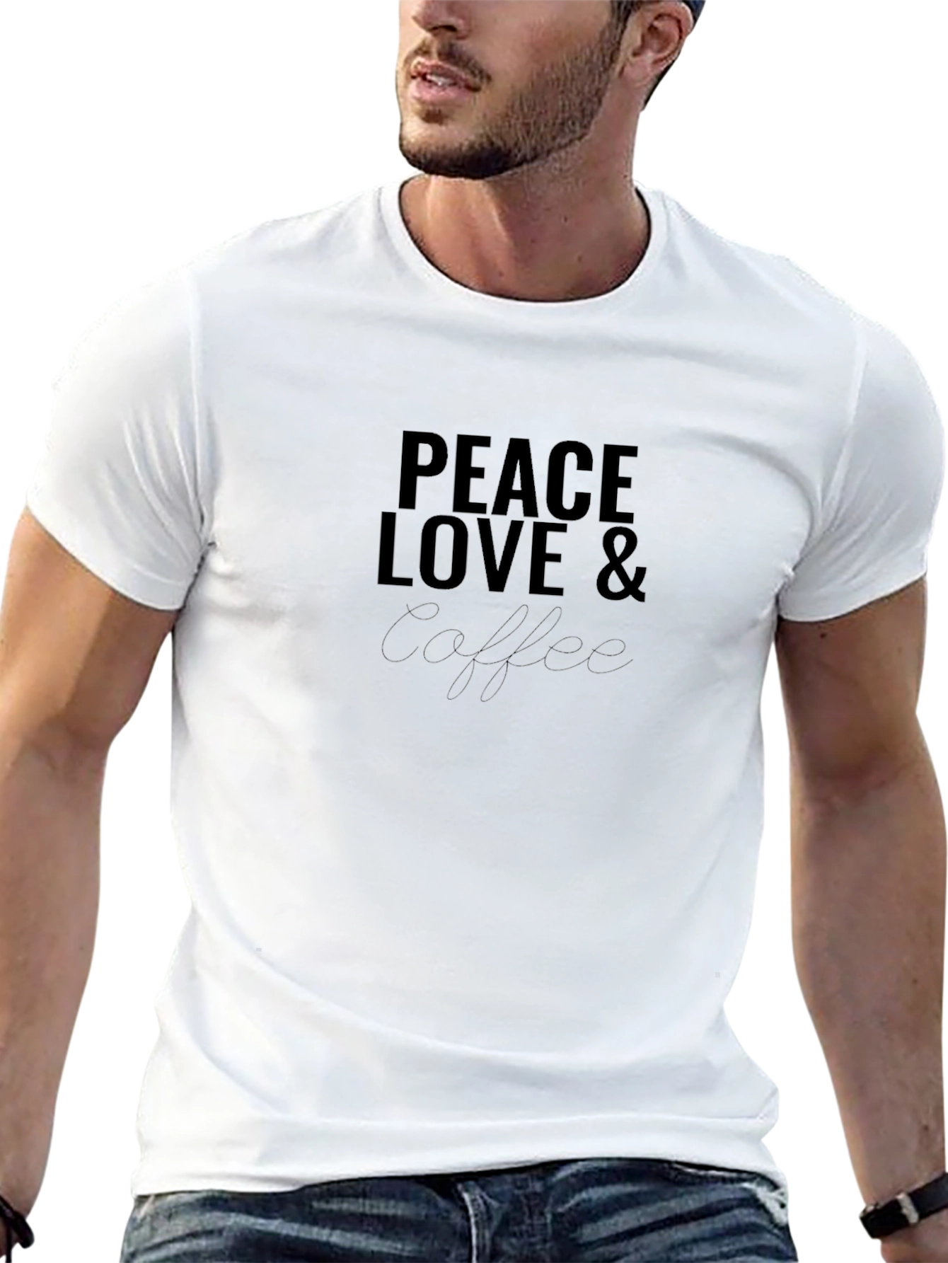 Peace Love & Coffee Black T-Shirt