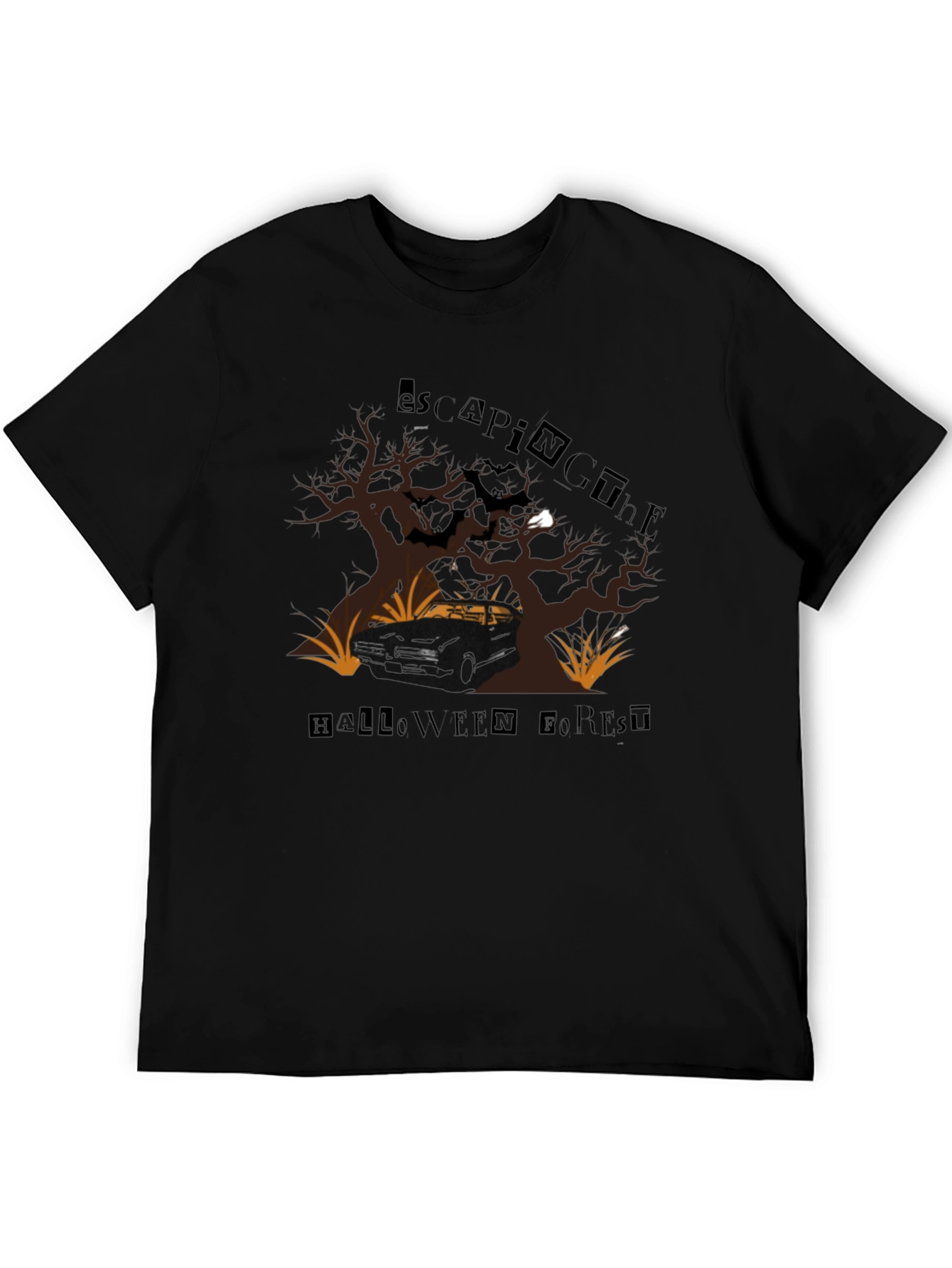 Escaping The Halloween Forest Black T-Shirt