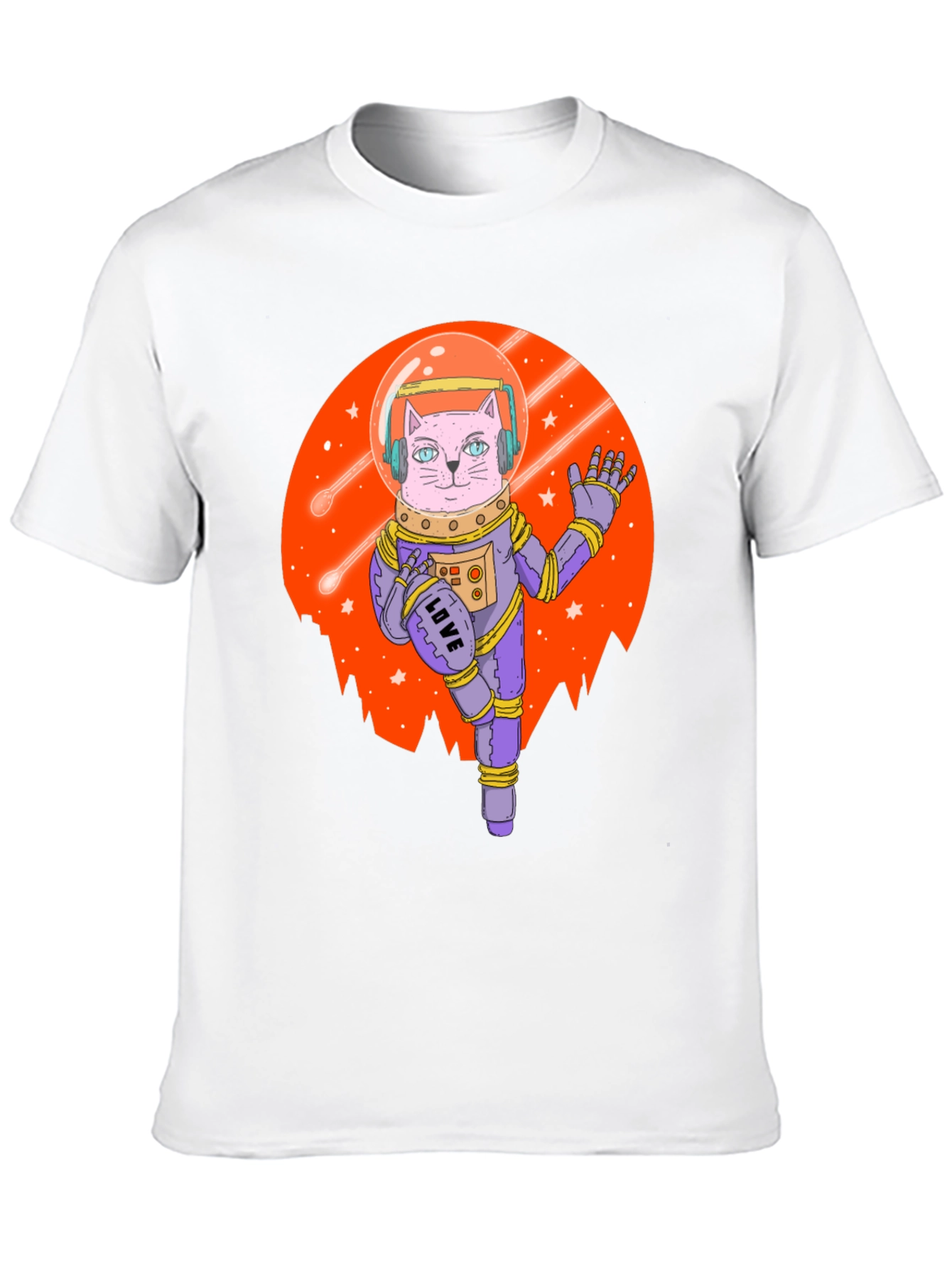 Astronaut Cat Graphic Tee - Black T-Shirt