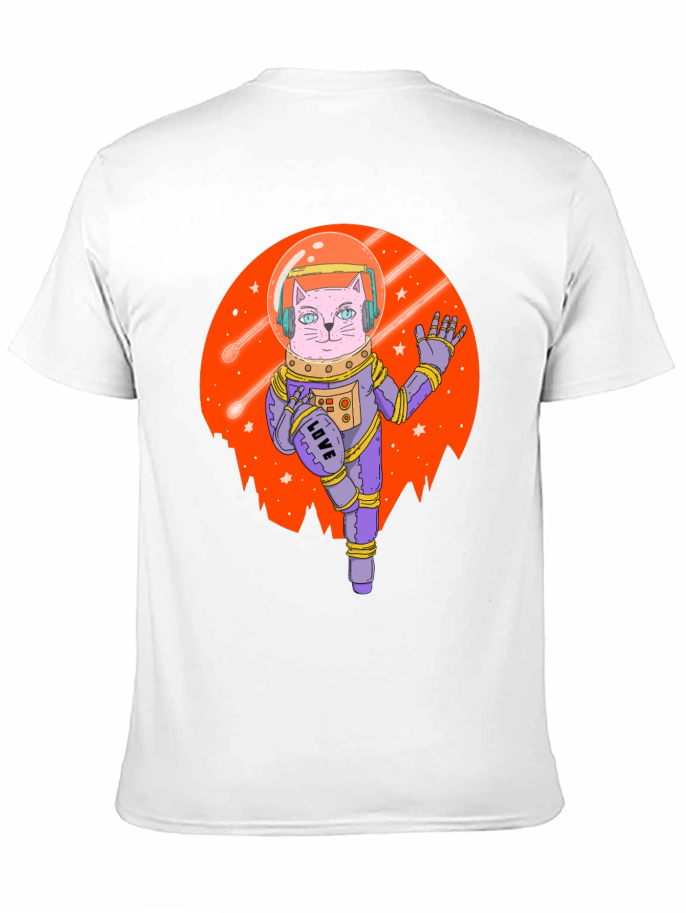 Astronaut Cat Graphic Tee - Black T-Shirt