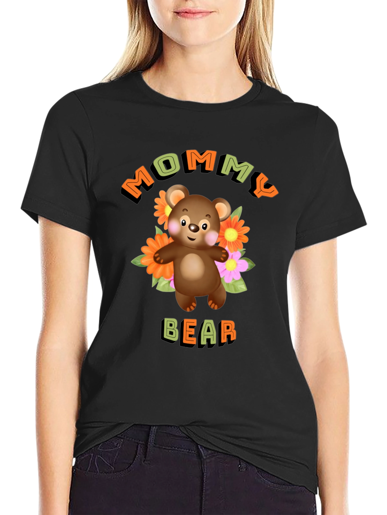 Mommy Bear T-Shirt Cute Cartoon Graphic Tee