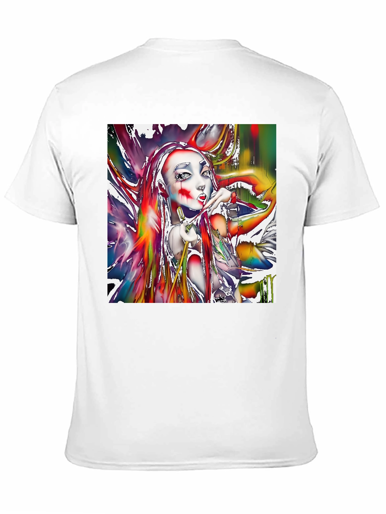 Artistic Girl Print Black T-Shirt