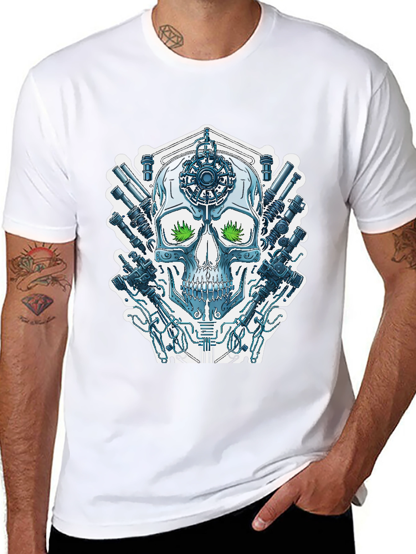 Cyberpunk Skull T-Shirt - Sci-Fi Streetwear