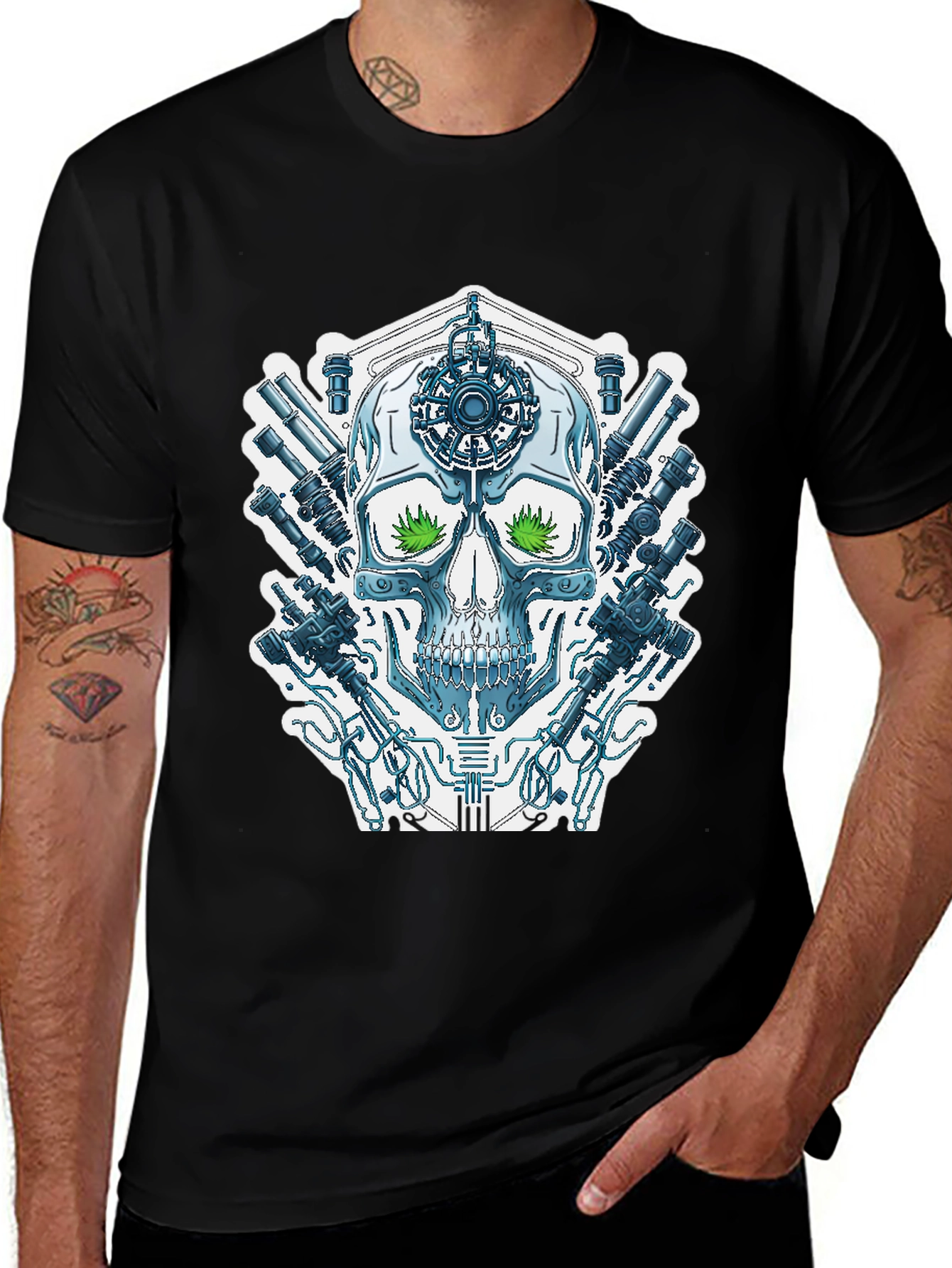 Cyberpunk Skull T-Shirt - Sci-Fi Streetwear