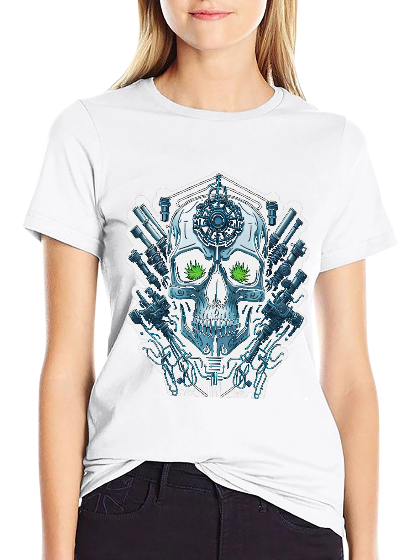 Cyberpunk Skull T-Shirt - Sci-Fi Streetwear