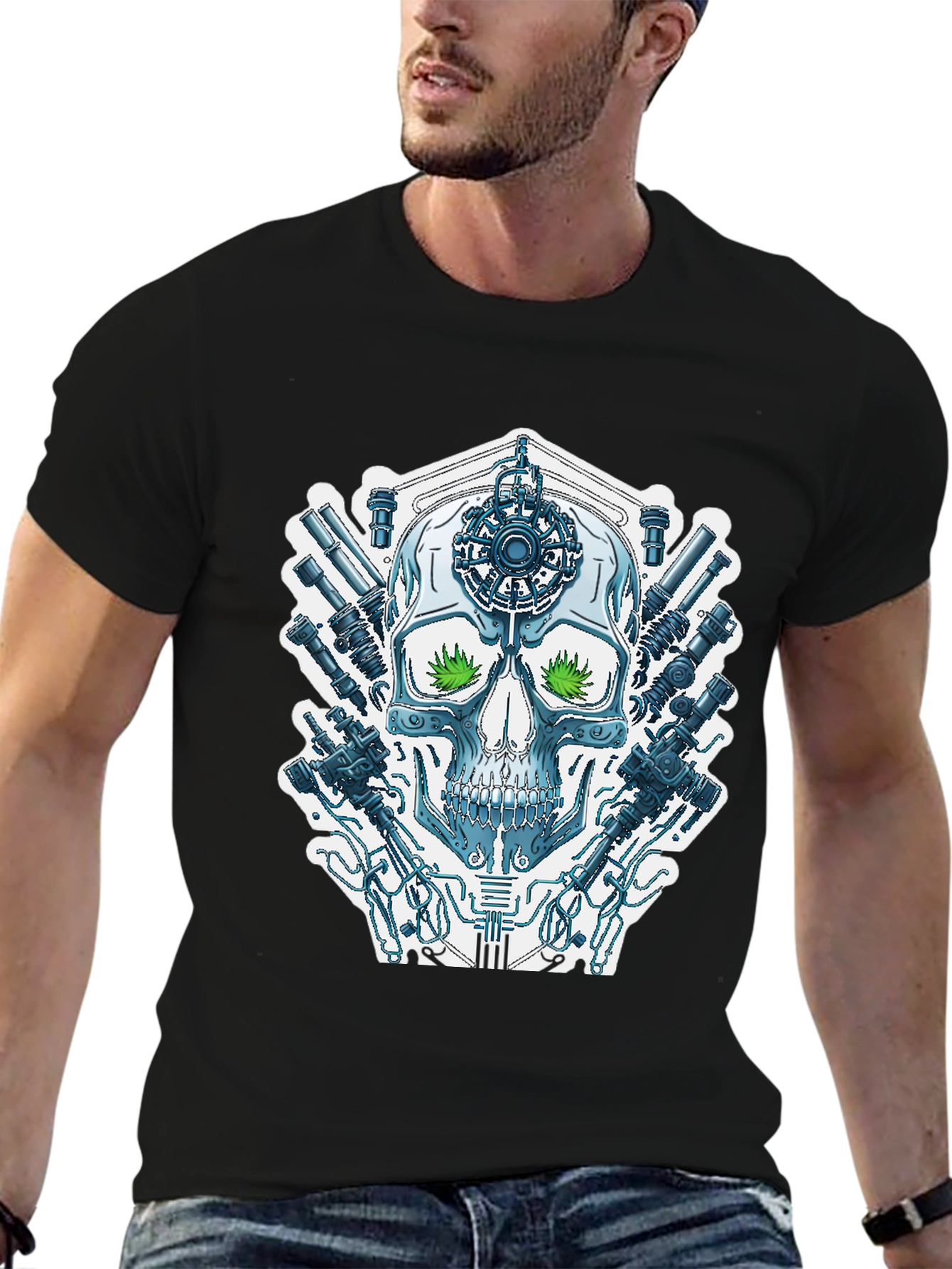 Cyberpunk Skull T-Shirt - Sci-Fi Streetwear