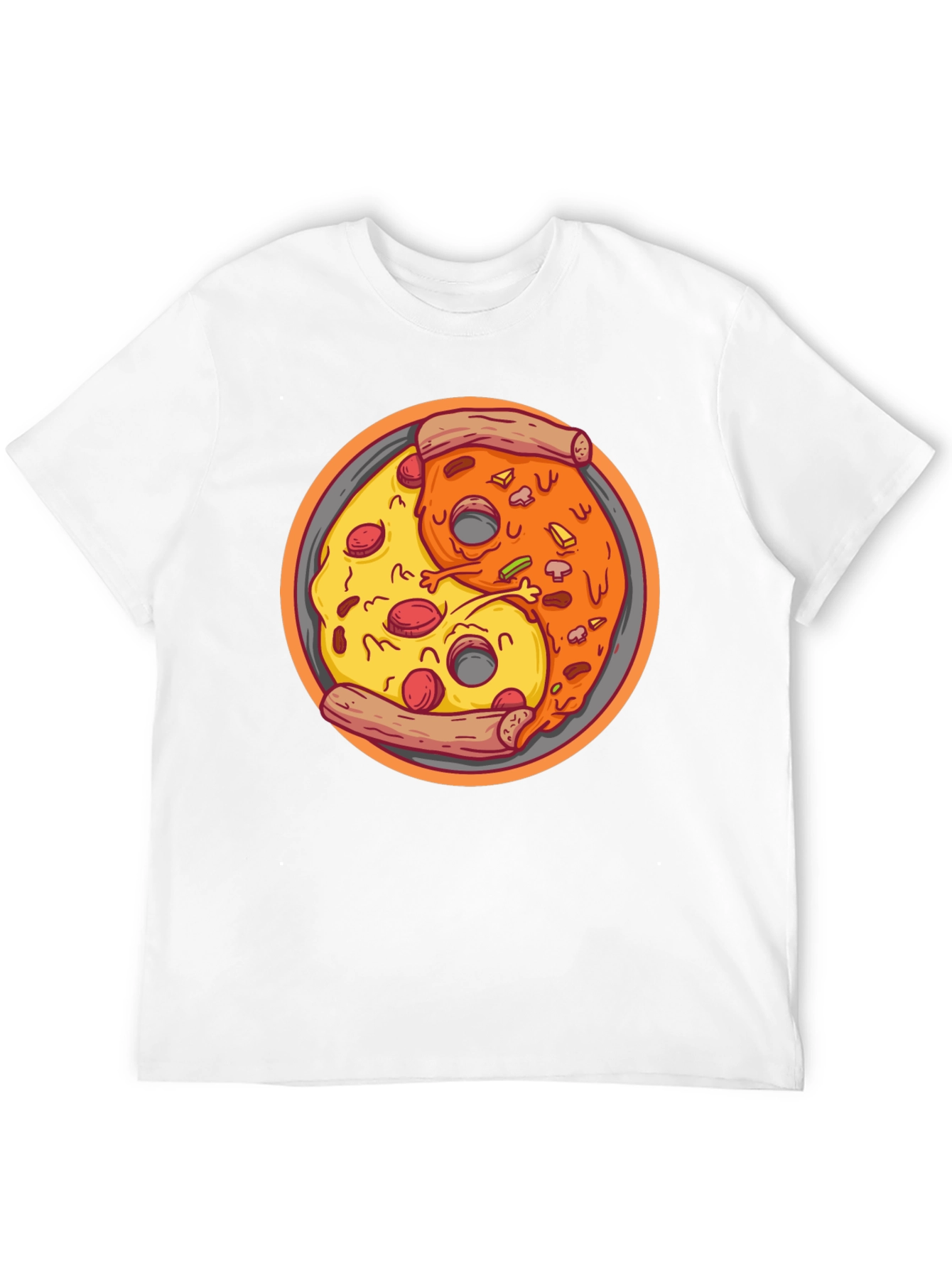 Yin Yang Pizza Graphic Tee - Unisex Black T-Shirt